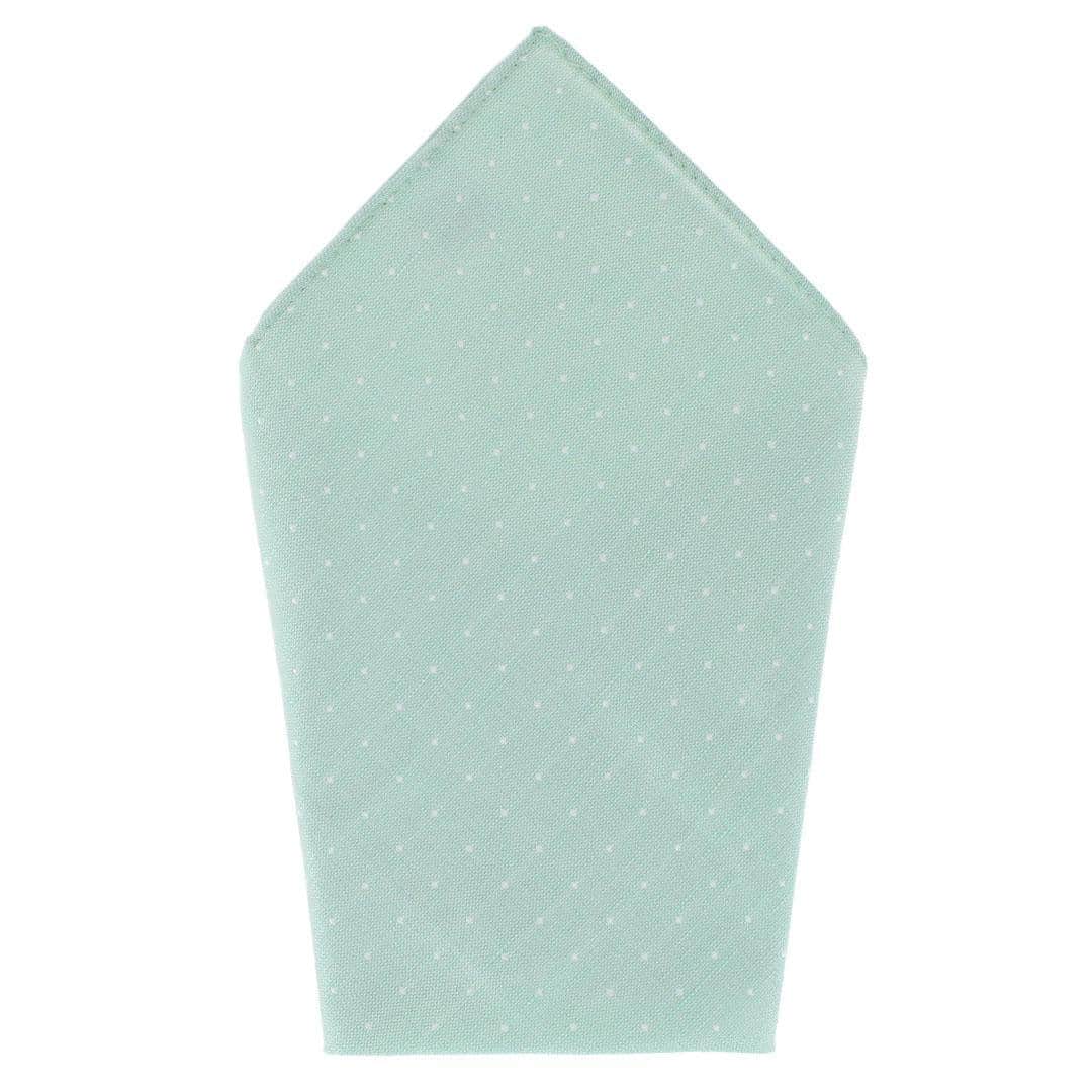 Churchill Chambray 12-Inch Polka Dot Linen Blend Pocket Square - Light Green with Polka Dots