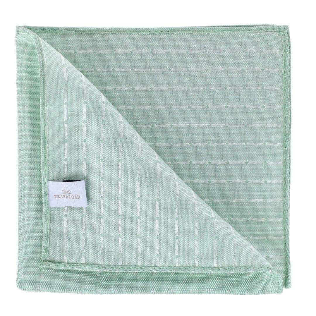 Churchill Chambray 12-Inch Polka Dot Linen Blend Pocket Square - Light Green with Polka Dots