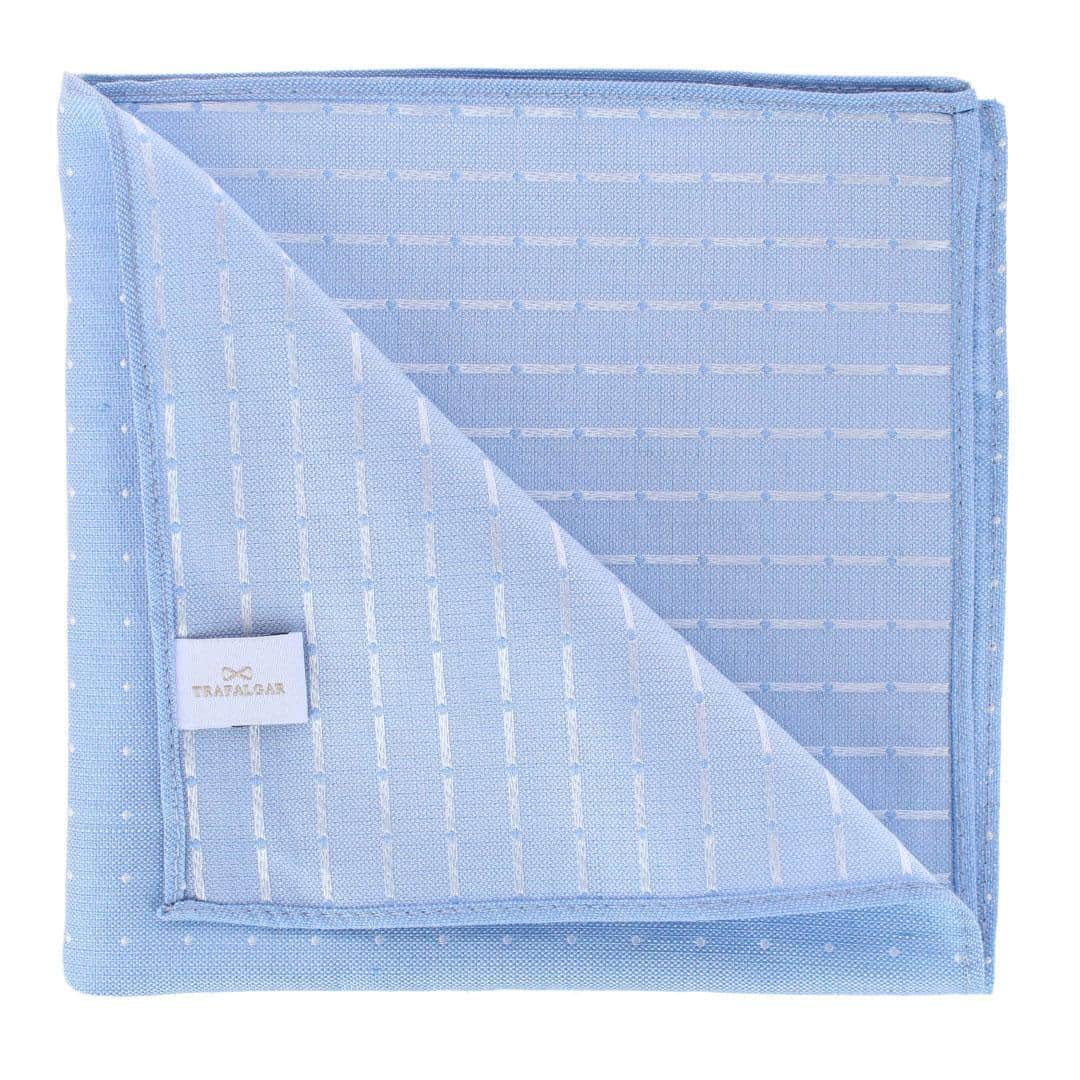Churchill Chambray 12-Inch Polka Dot Linen Blend Pocket Square - Light Blue with Polka Dots