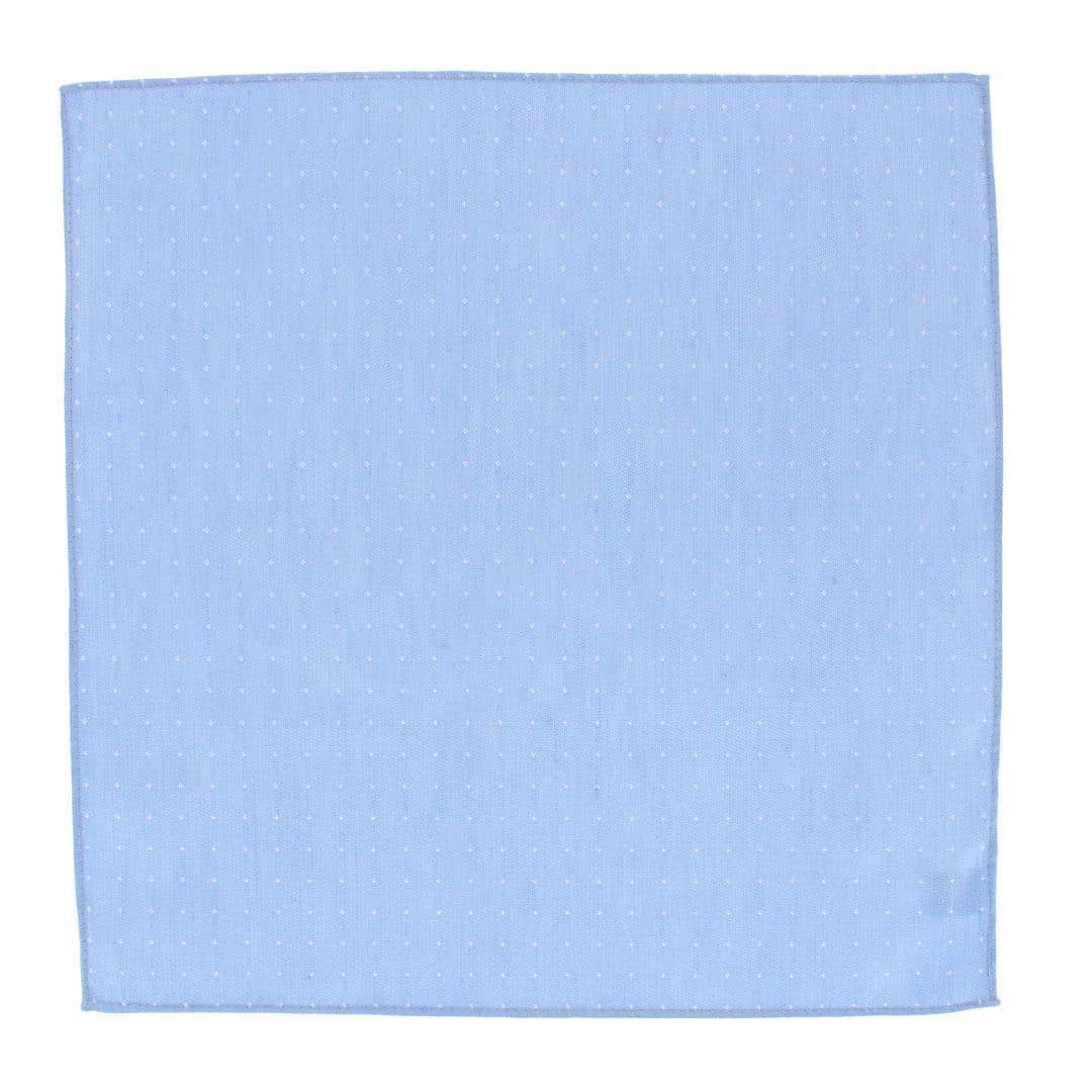 Churchill Chambray 12-Inch Polka Dot Linen Blend Pocket Square - Light Blue with Polka Dots