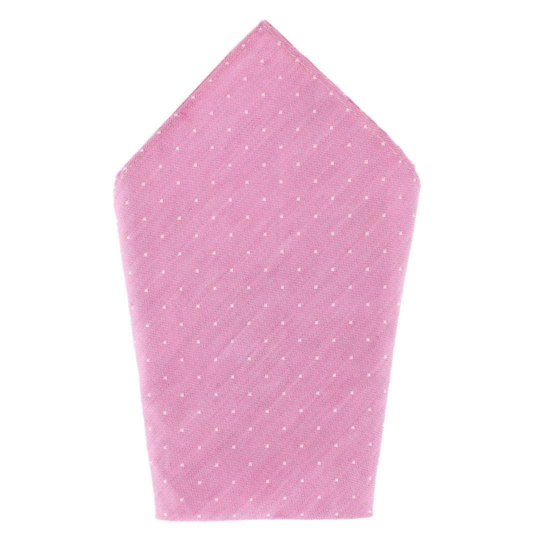 Churchill Chambray 12-Inch Polka Dot Linen Blend Pocket Square - Light Pink with Polka Dots
