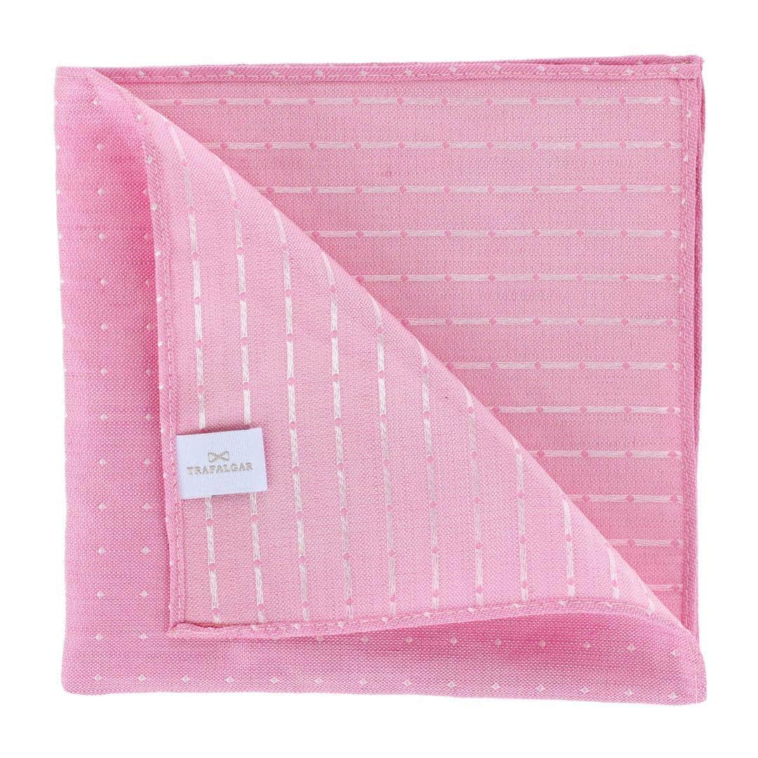 Churchill Chambray 12-Inch Polka Dot Linen Blend Pocket Square - Light Pink with Polka Dots
