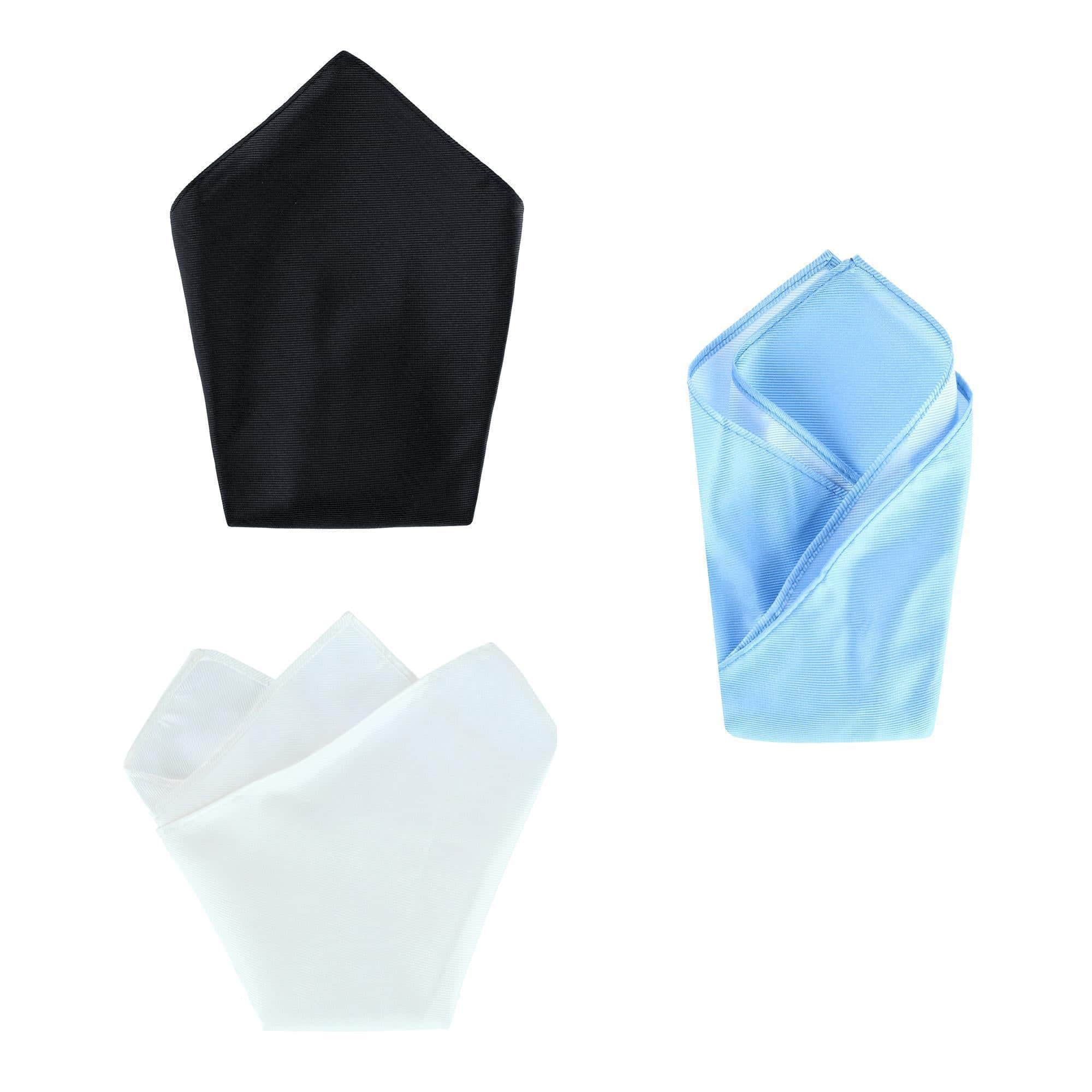 Gatsby 12 inch Solid Silk Pocket Square Trio