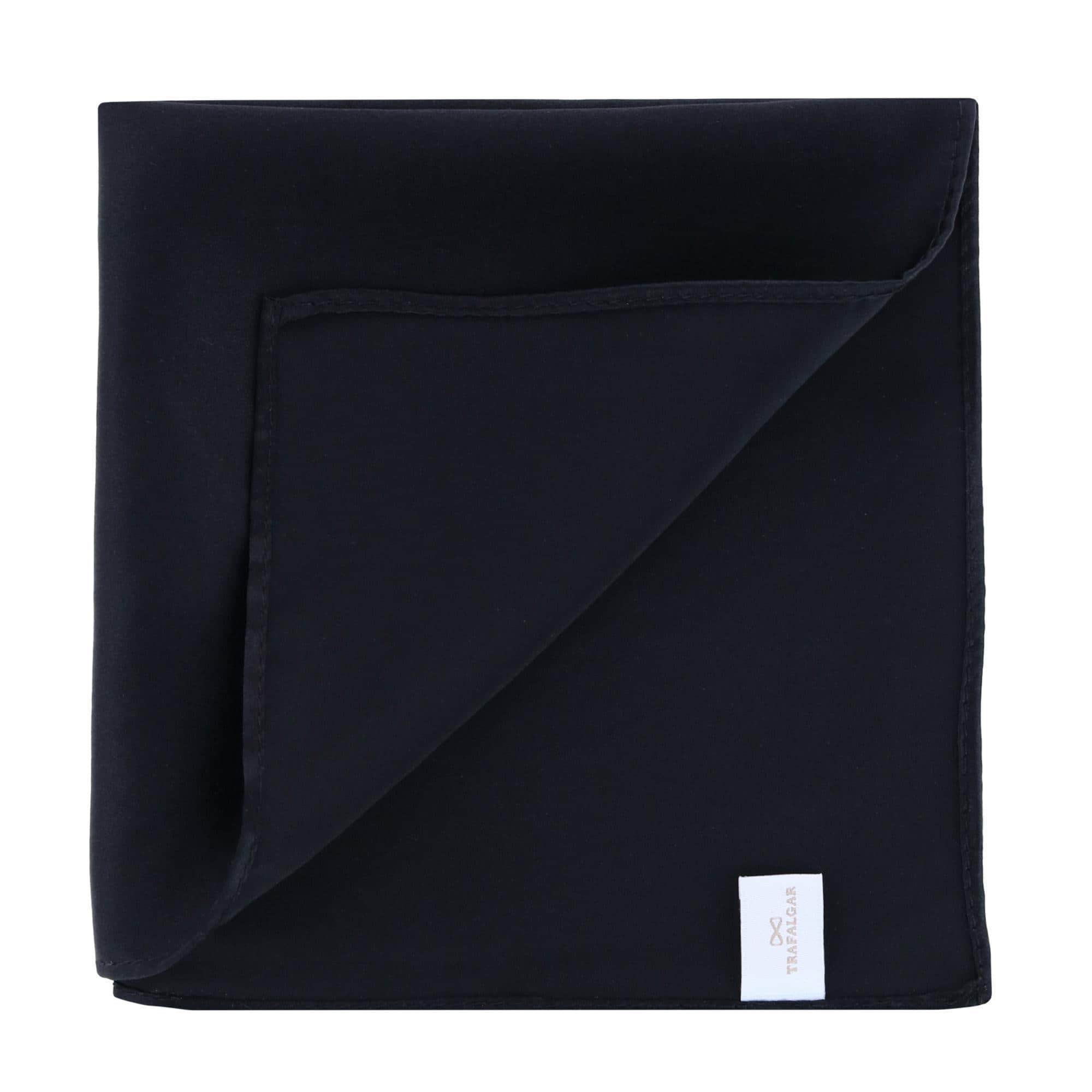 Sutton Solid Color 13 Inch Silk Pocket Square - Black