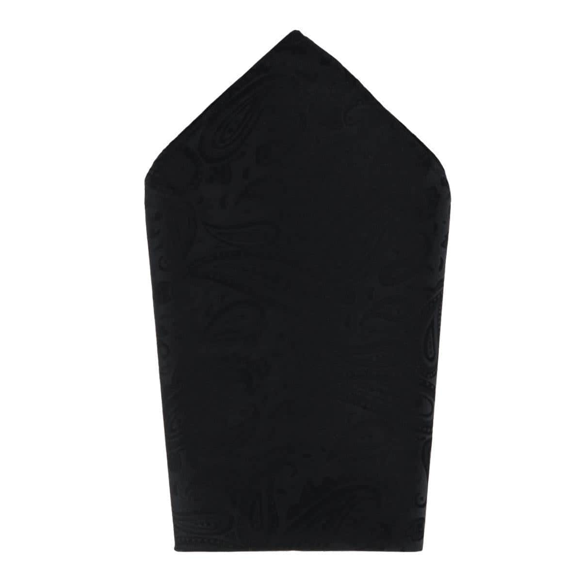 Banbury Tone on Tone Paisley 12 Inch Silk Pocket Square - Black