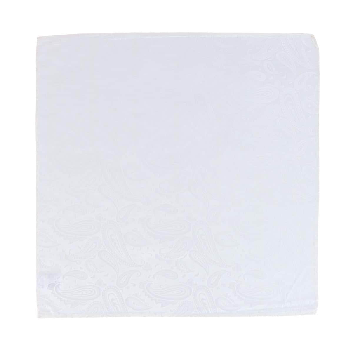 Banbury Tone on Tone Paisley 12 Inch Silk Pocket Square - White