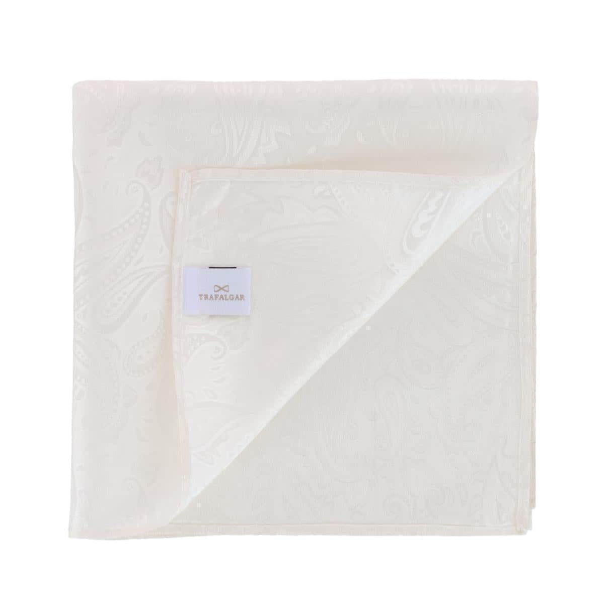 Banbury Tone on Tone Paisley 12 Inch Silk Pocket Square - White
