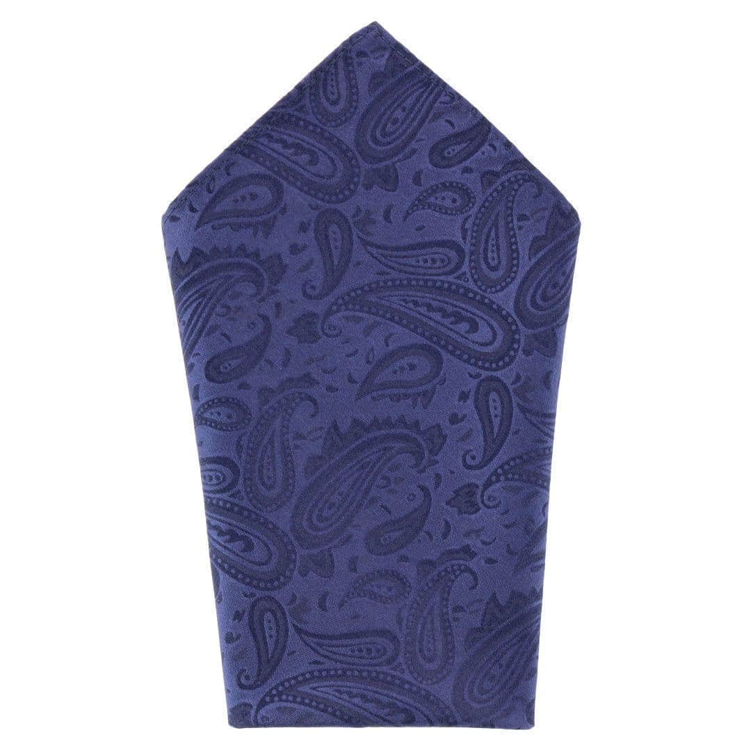 Banbury Tone on Tone Paisley 12 Inch Silk Pocket Square - Navy Blue