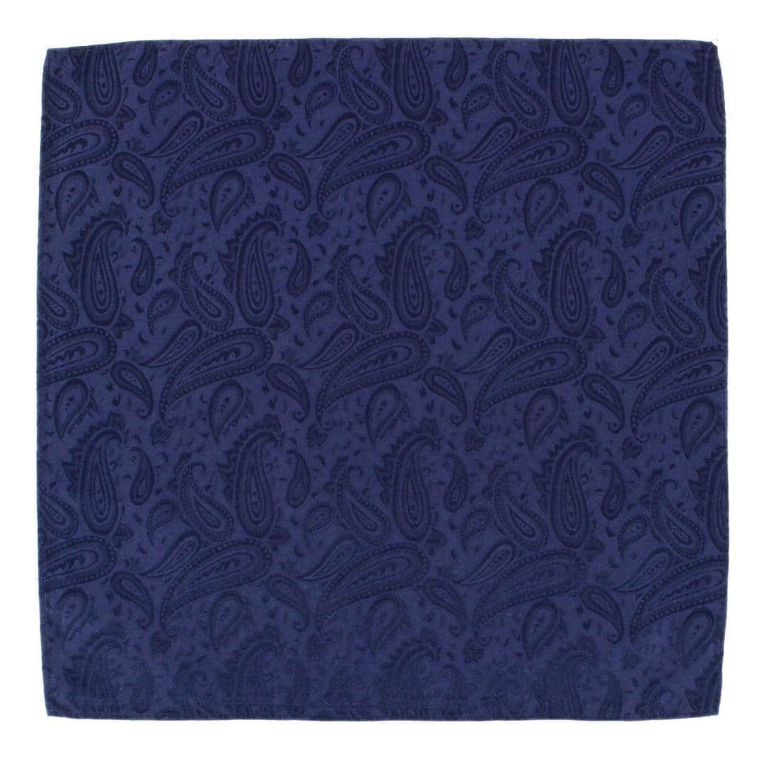 Banbury Tone on Tone Paisley 12 Inch Silk Pocket Square - Navy Blue