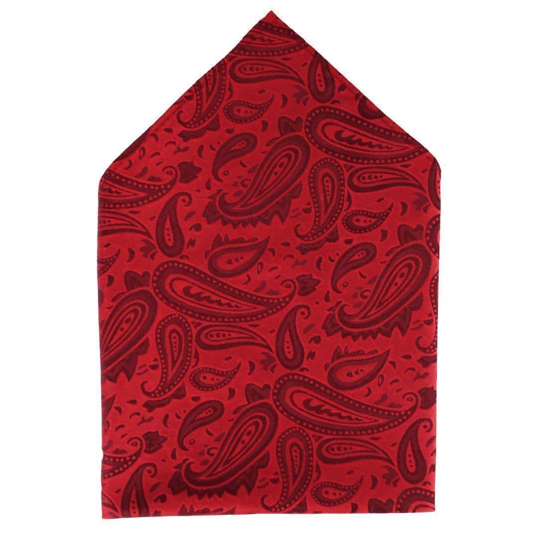 Banbury Tone on Tone Paisley 12 Inch Silk Pocket Square - Red