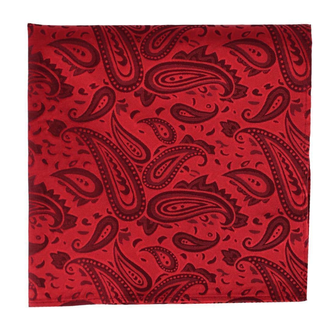 Banbury Tone on Tone Paisley 12 Inch Silk Pocket Square - Red