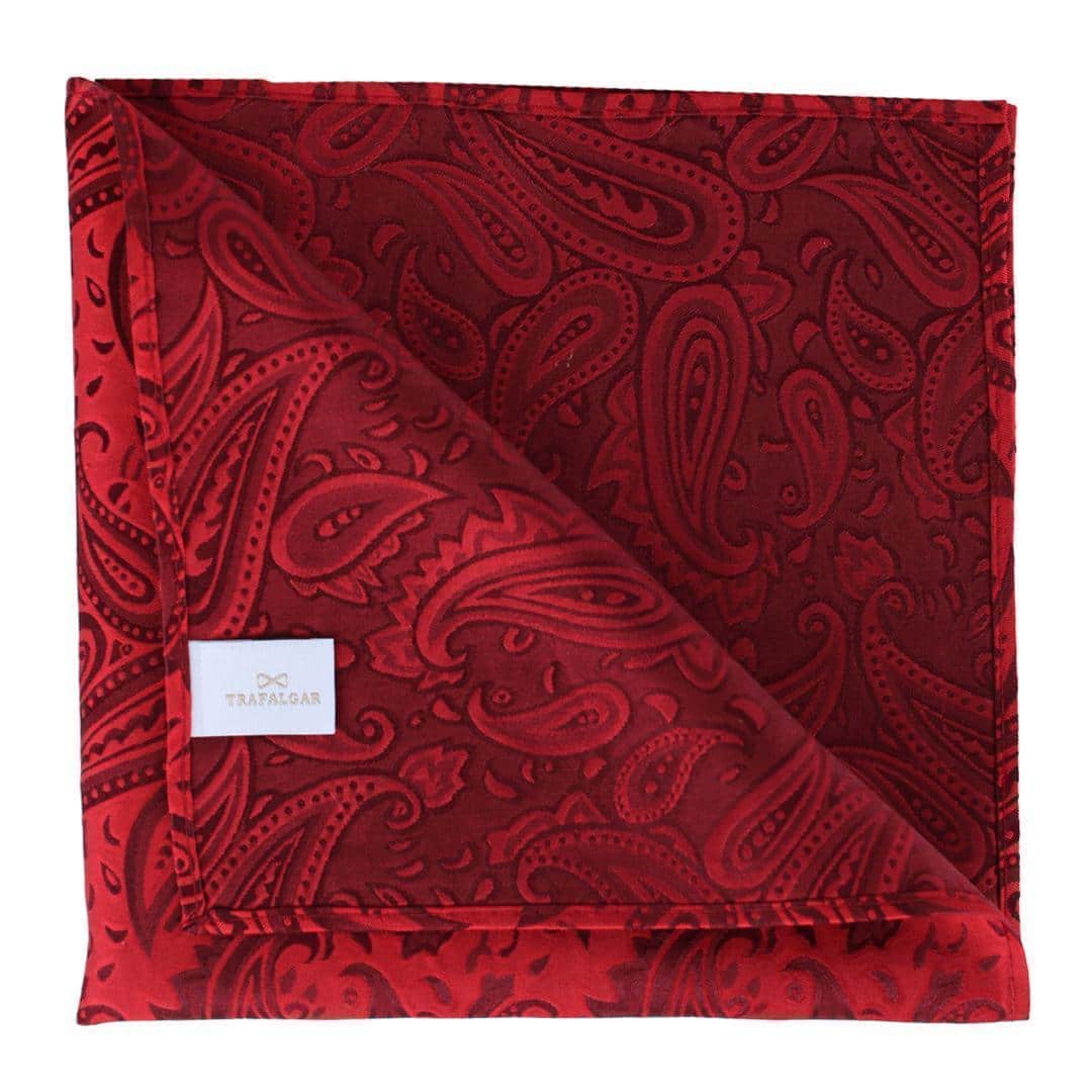 Banbury Tone on Tone Paisley 12 Inch Silk Pocket Square - Red