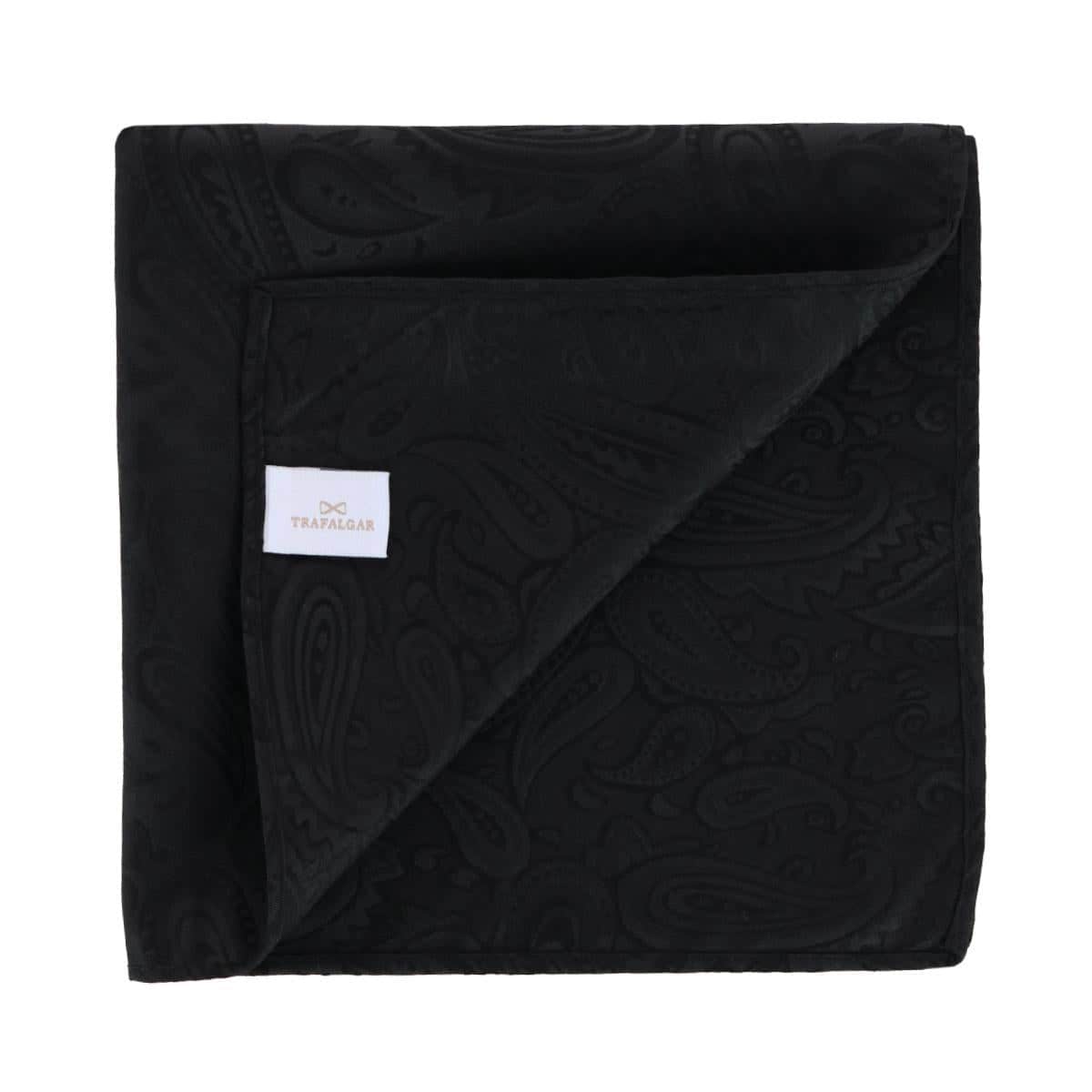 Banbury Tone on Tone Paisley 12 inch Silk Pocket Square Set - Black and White Paisley