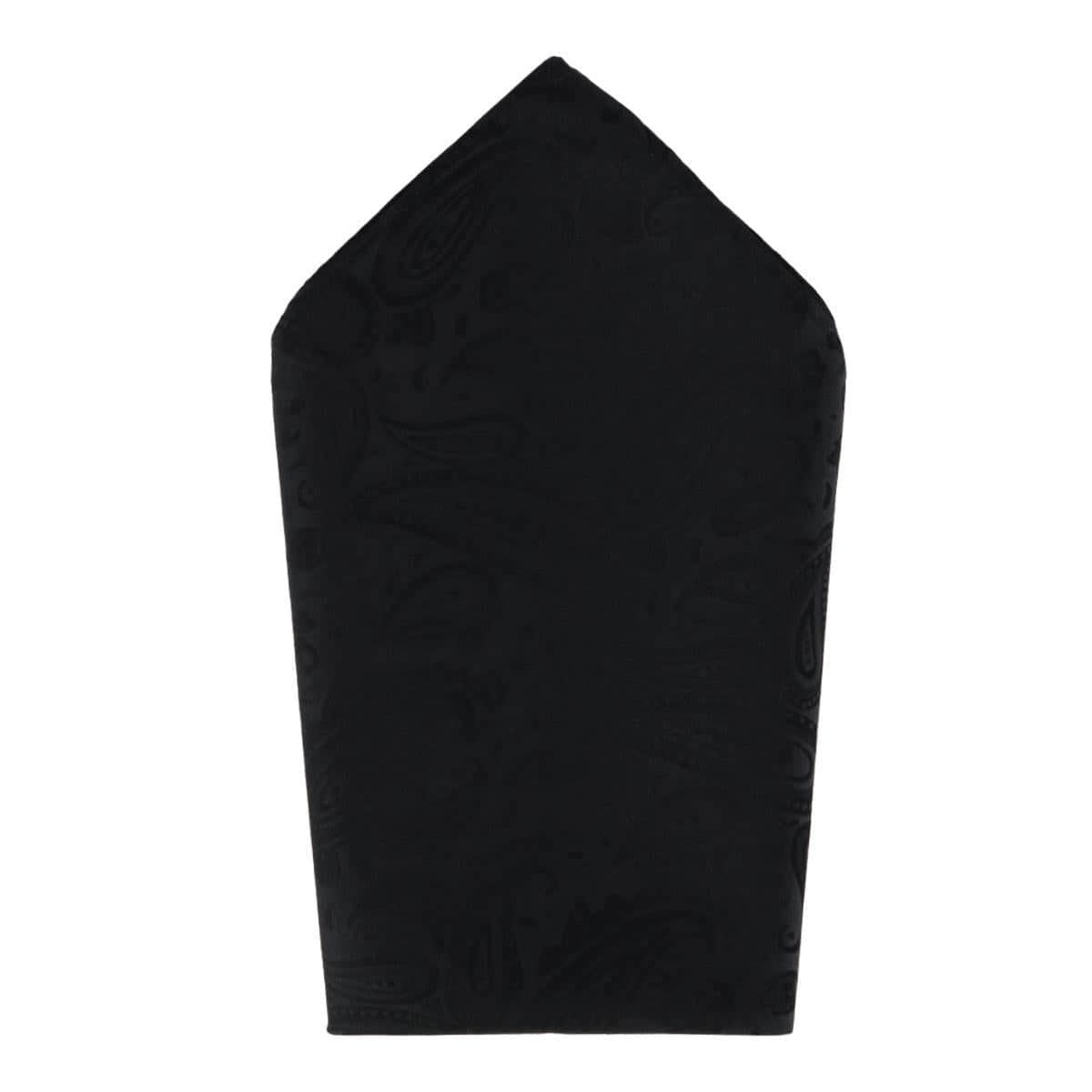 Banbury Tone on Tone Paisley 12 inch Silk Pocket Square Set - Black and White Paisley
