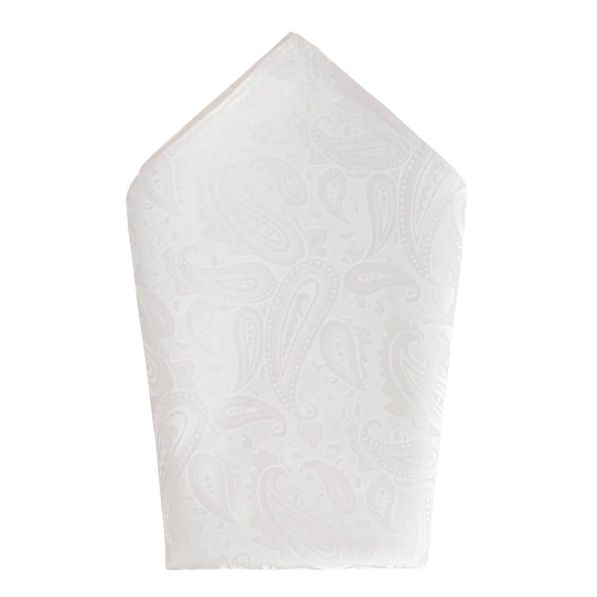 Banbury Tone on Tone Paisley 12 inch Silk Pocket Square Set - Black and White Paisley