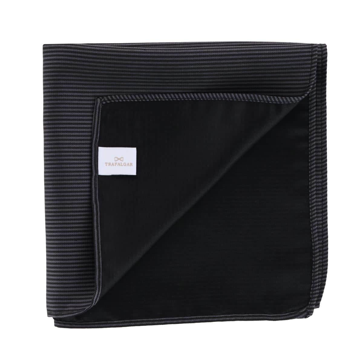 Leyton Diagonal Lined Tone on Tone Silk 12 x 12 Pocket Square - Graphite