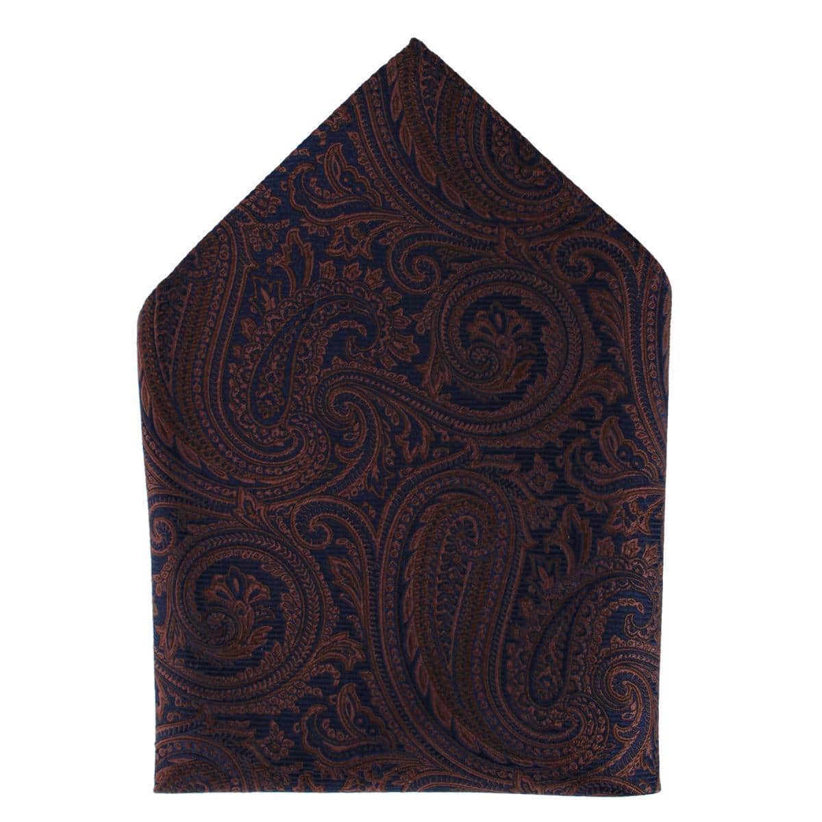 Sobee Paisley Silk Pocket Square - Brown