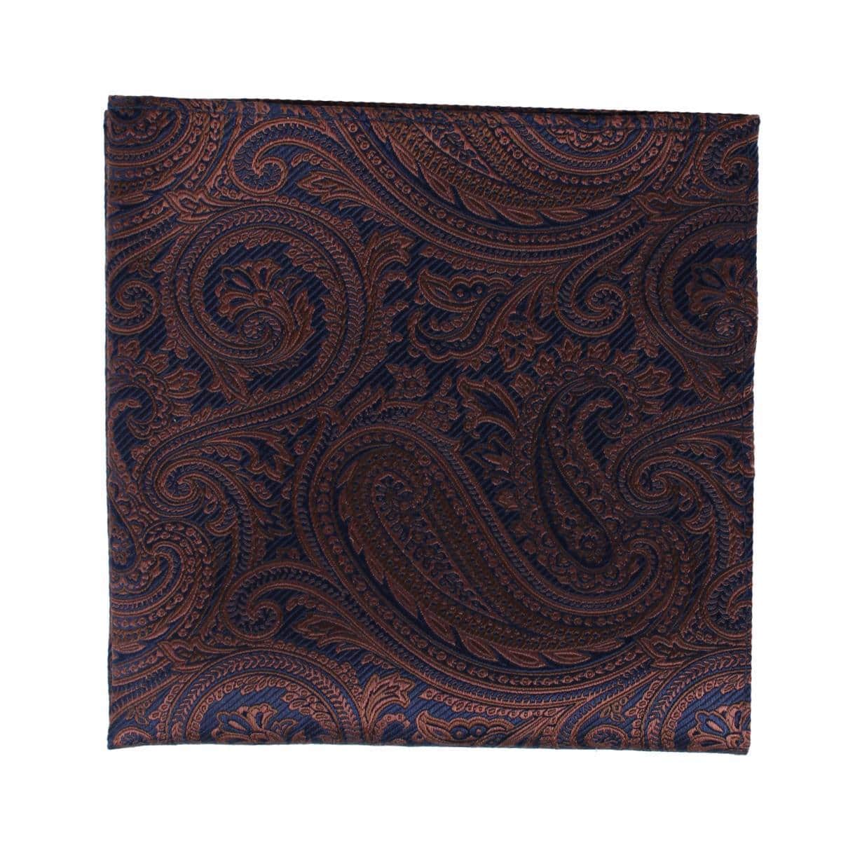 Sobee Paisley Silk Pocket Square - Brown