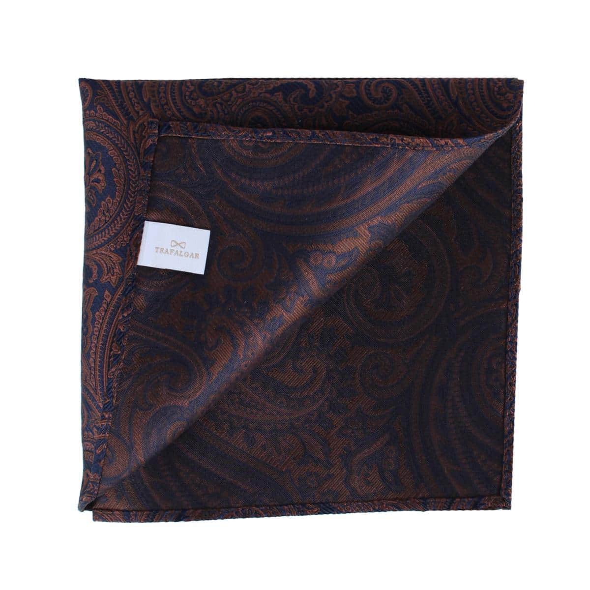 Sobee Paisley Silk Pocket Square - Brown