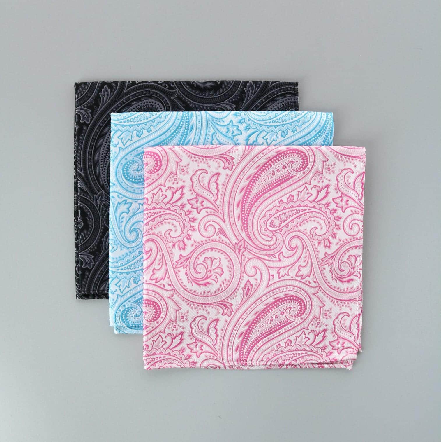 Sobee Paisley Silk Pocket Square - Blue