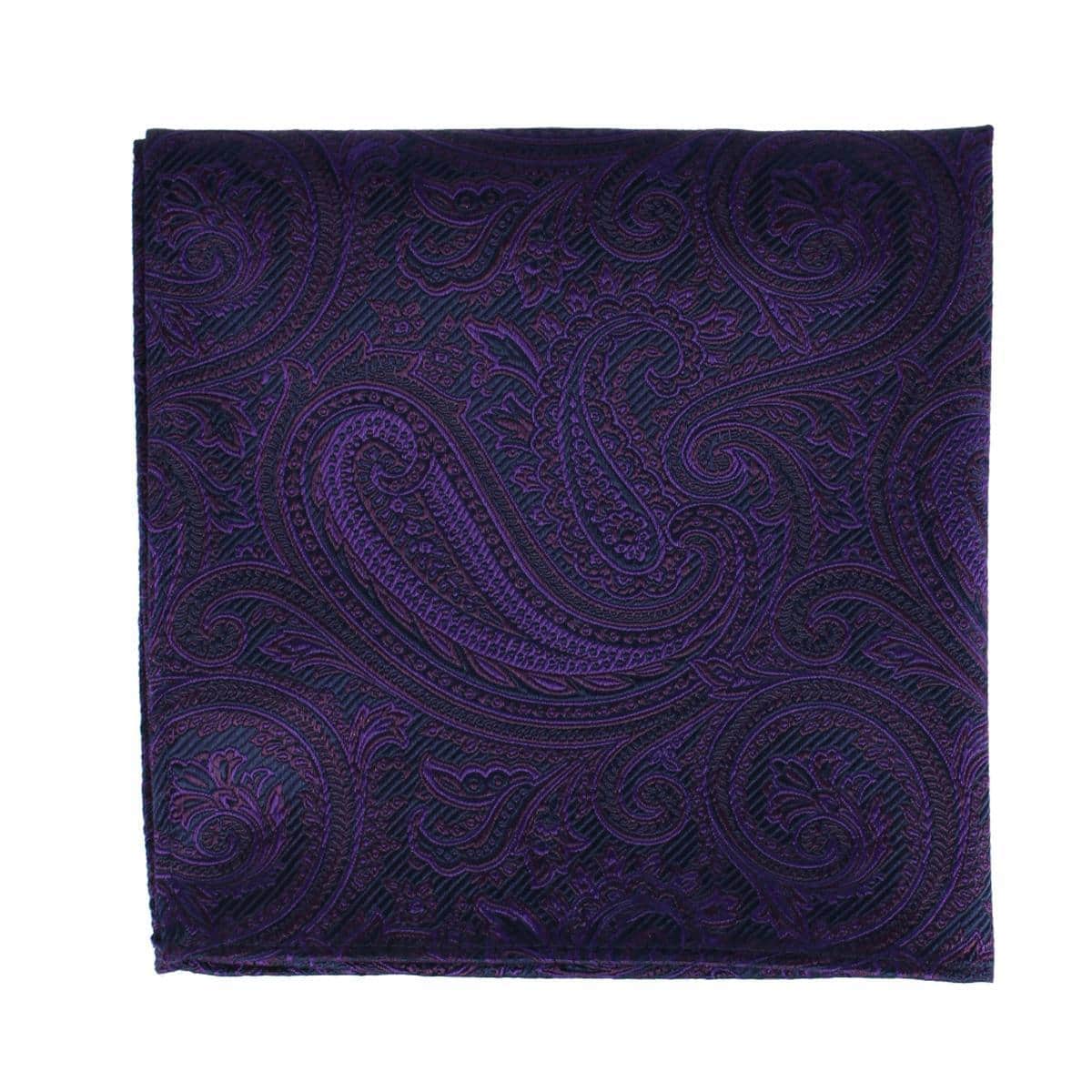 Sobee Paisley Silk Pocket Square - Purple
