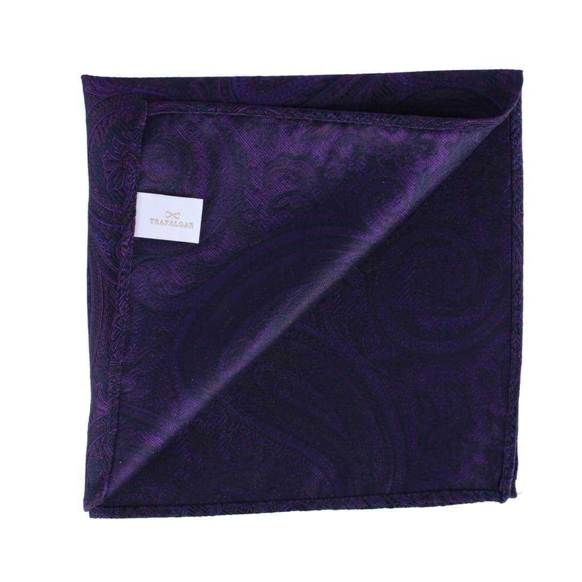 Sobee Paisley Silk Pocket Square - Purple
