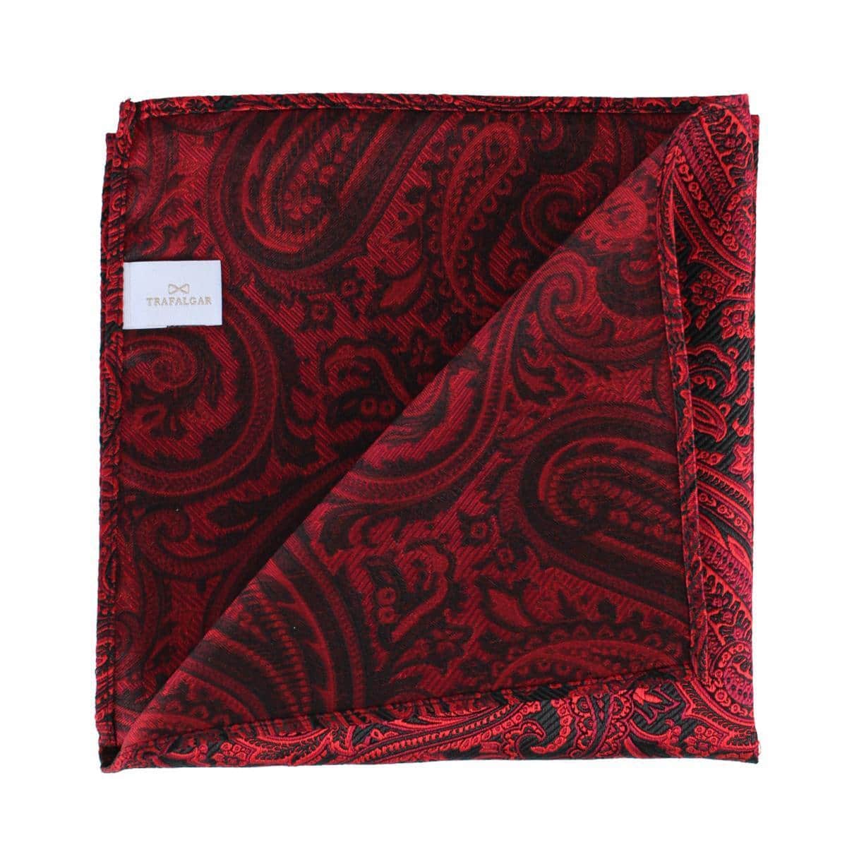 Sobee Paisley Silk Pocket Square - Red