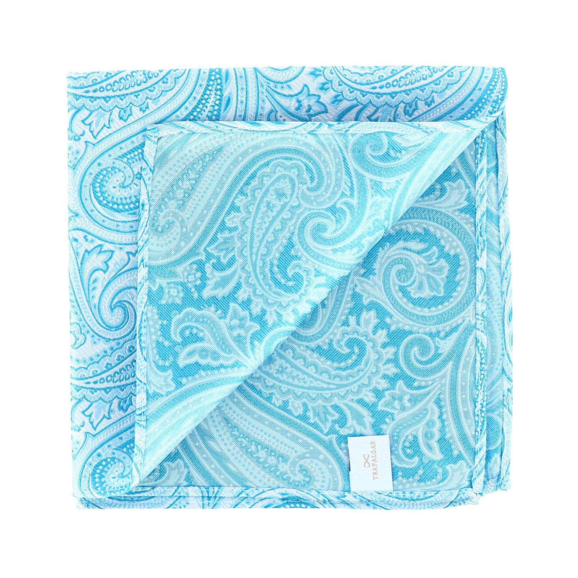 Sobee Collection 12-inch Silk Pocket Square Trio 3 Pack - Black, Light Blue, Pink Paisley