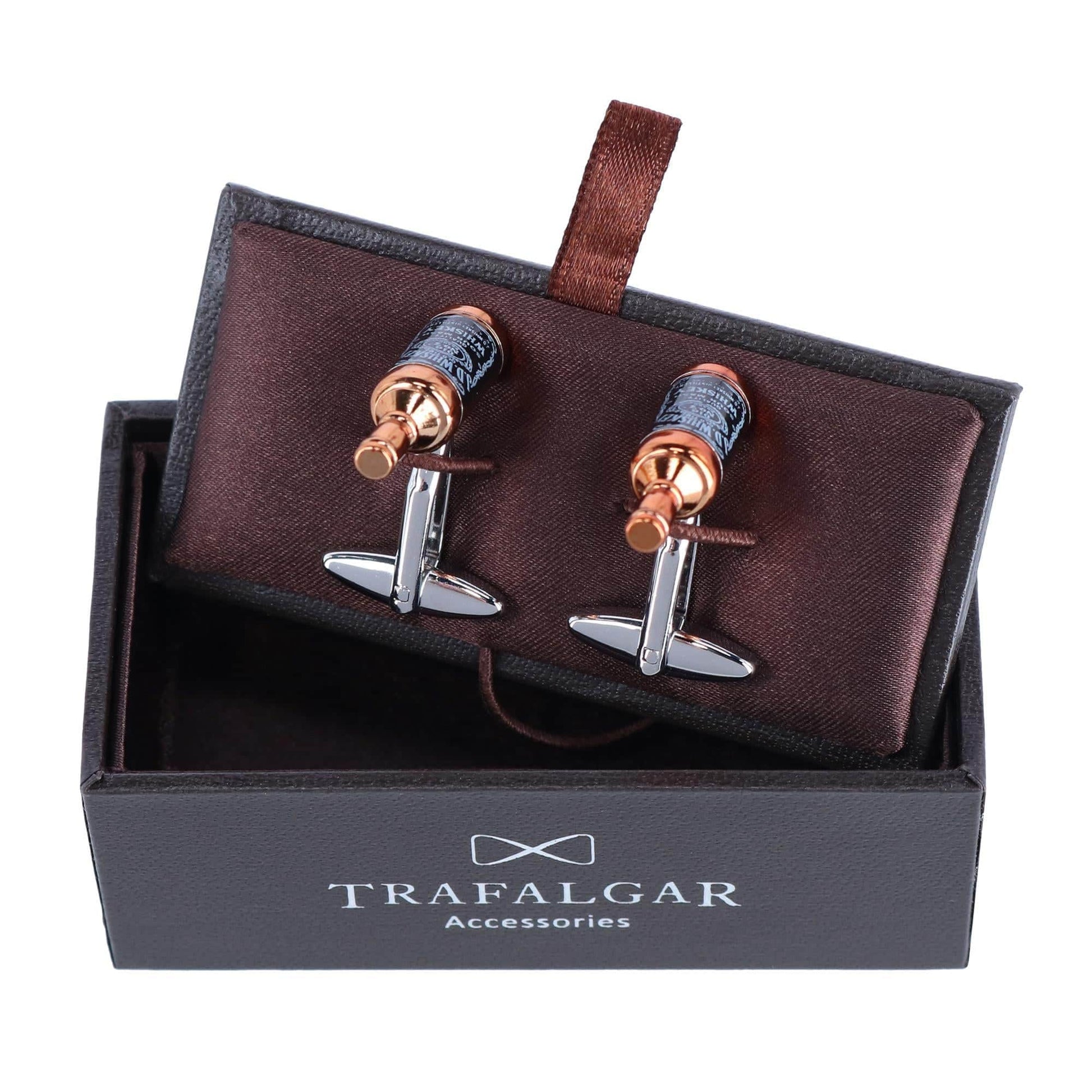 Cheers Whiskey Bottle Novelty Cufflinks - Brown