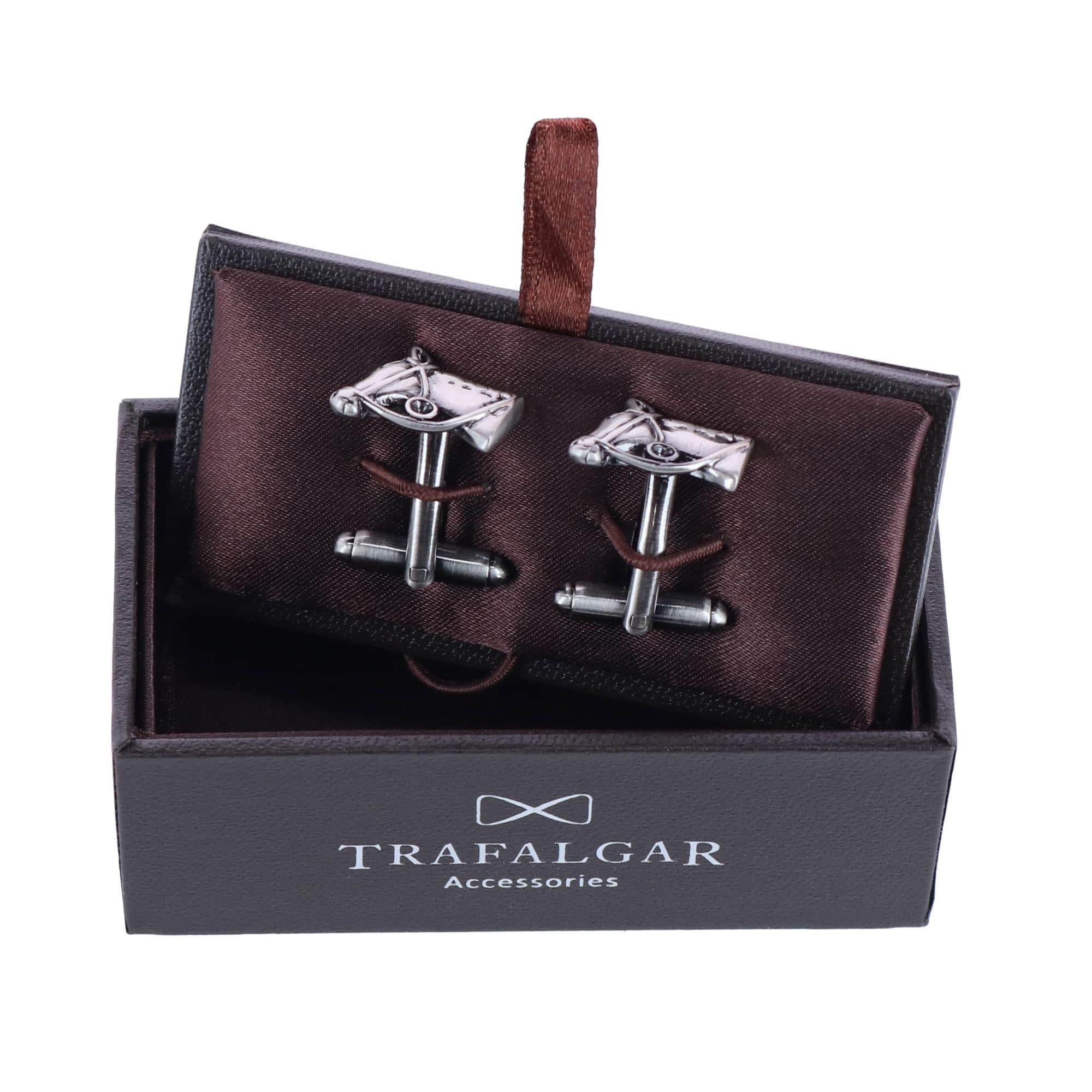 Off To The Races Horse Head Novelty Cufflinks (1 Pair) - Silver