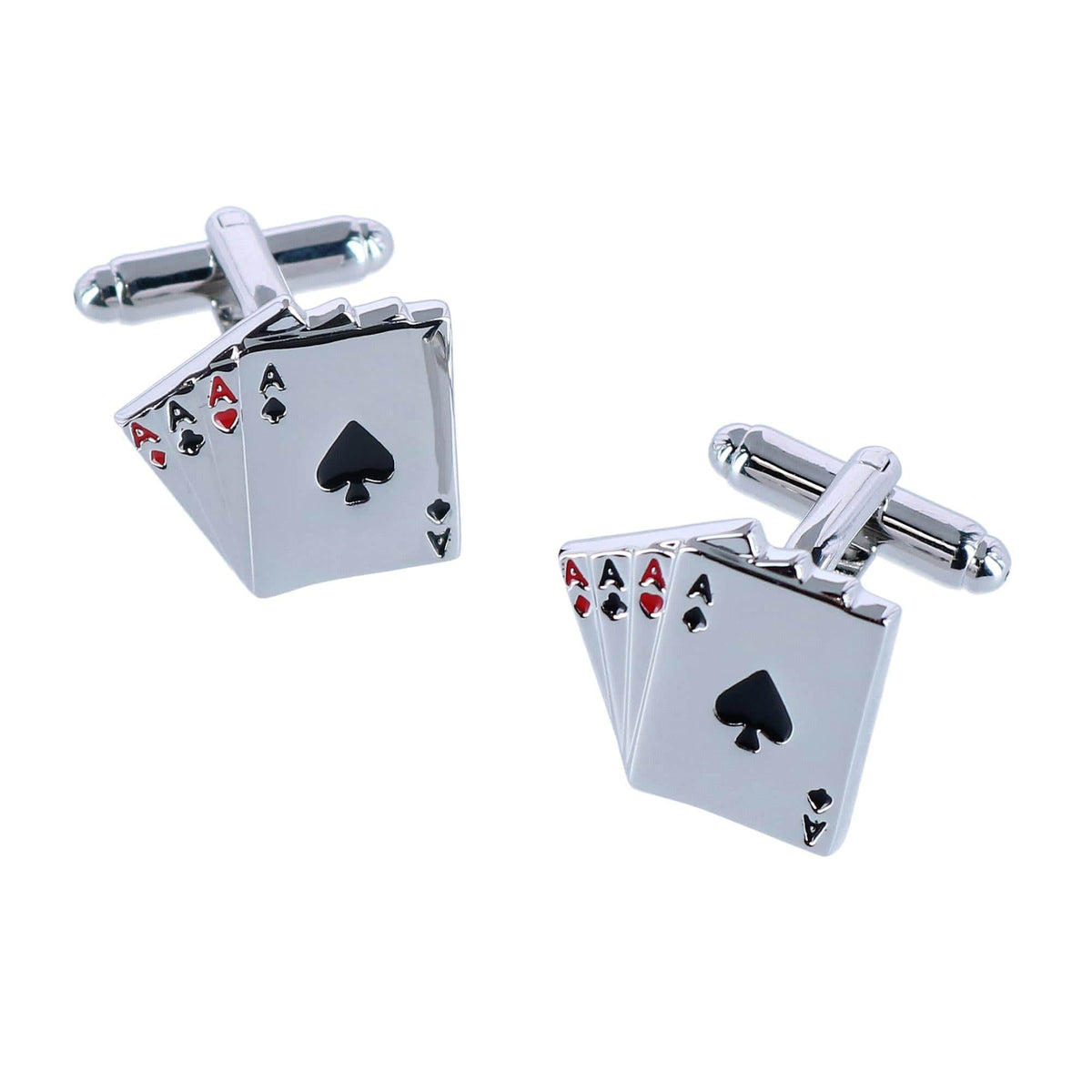 Four Of A Kind Novelty Card Game Cufflinks (1 Pair) - Silver