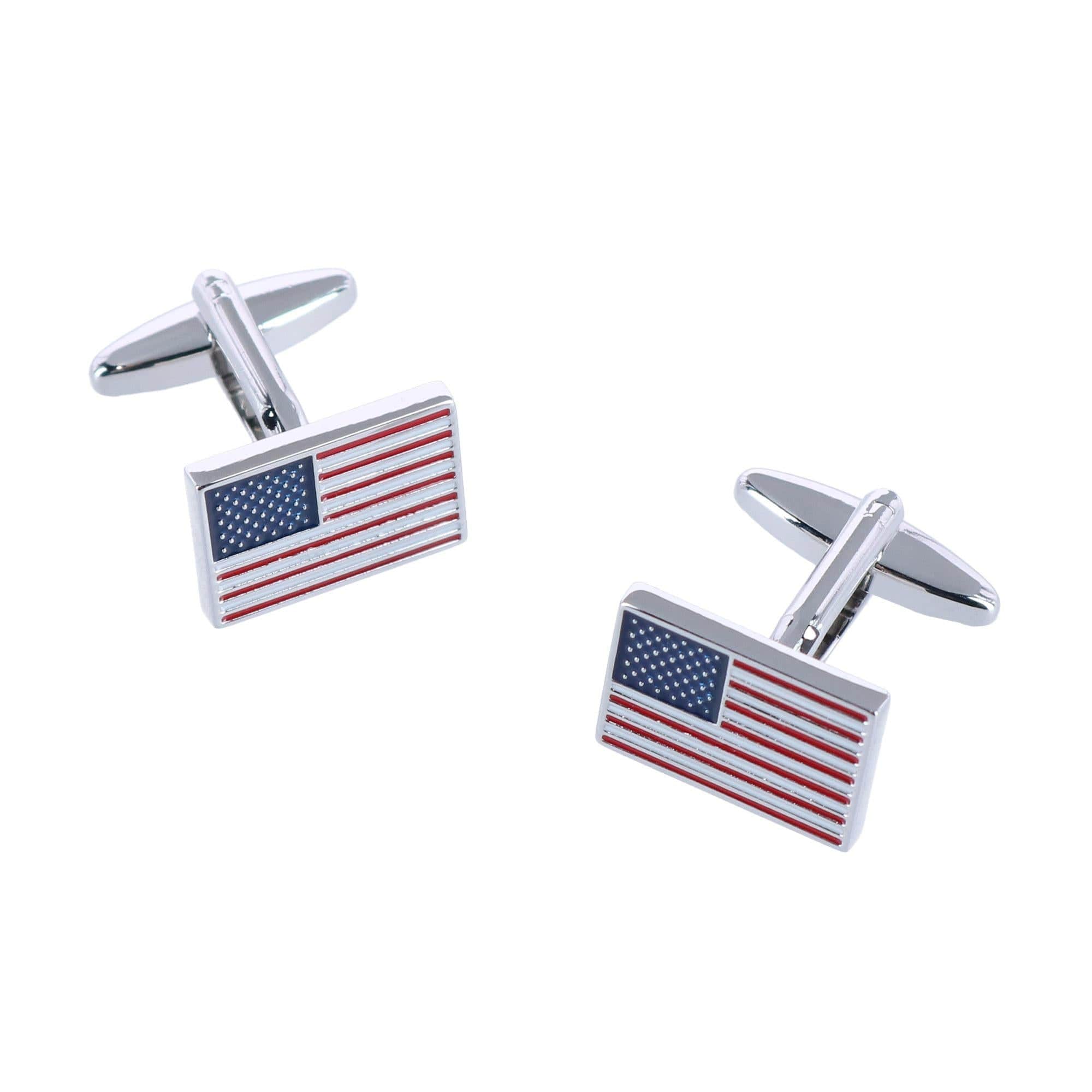 JJ Weston American Flag Cufflinks - Gold Plated Enamel Patriotic Cufflinks, Made In USA | Gift Boxed - View #13