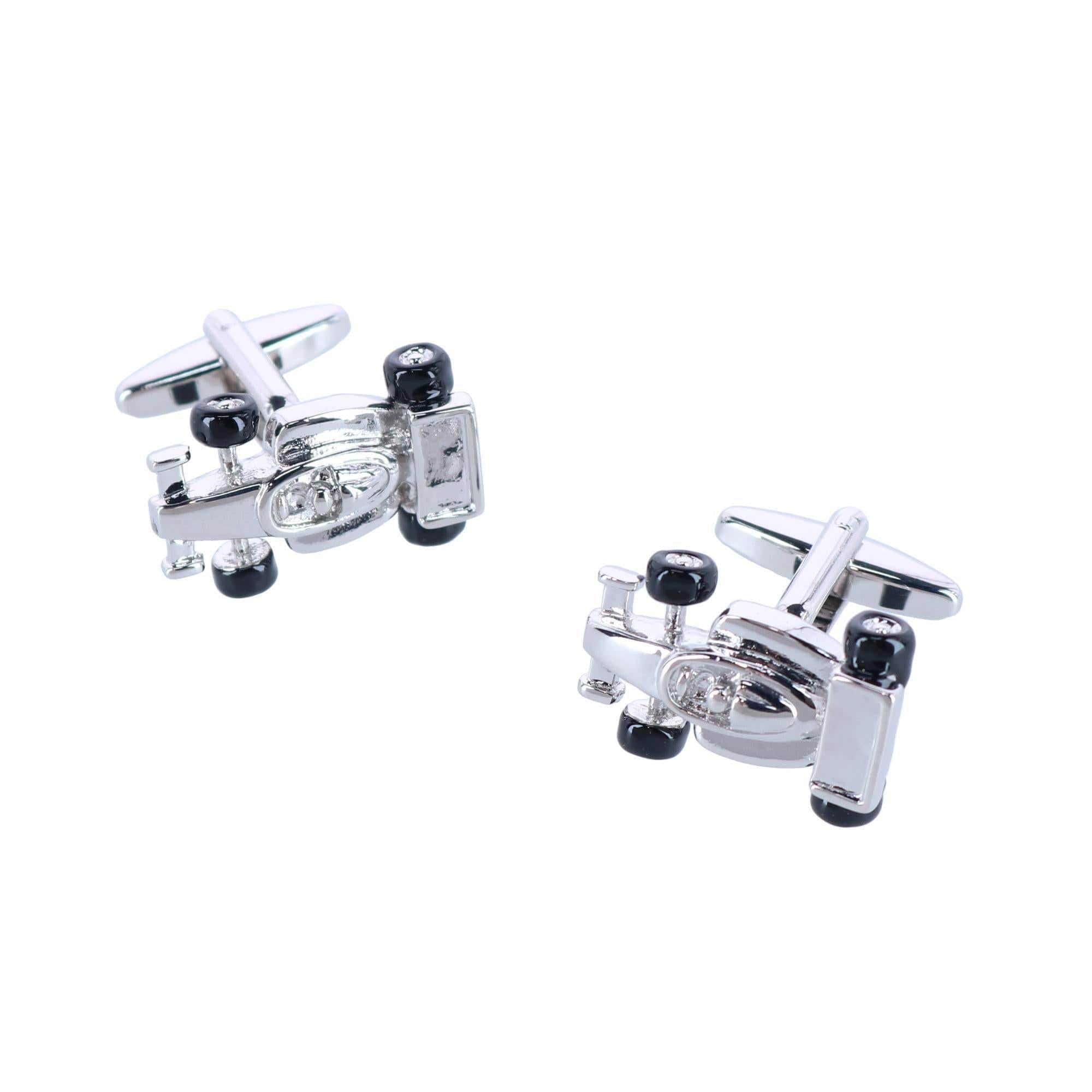 Finish Line Racecar Novelty Cufflinks (1 Pair) - Silver