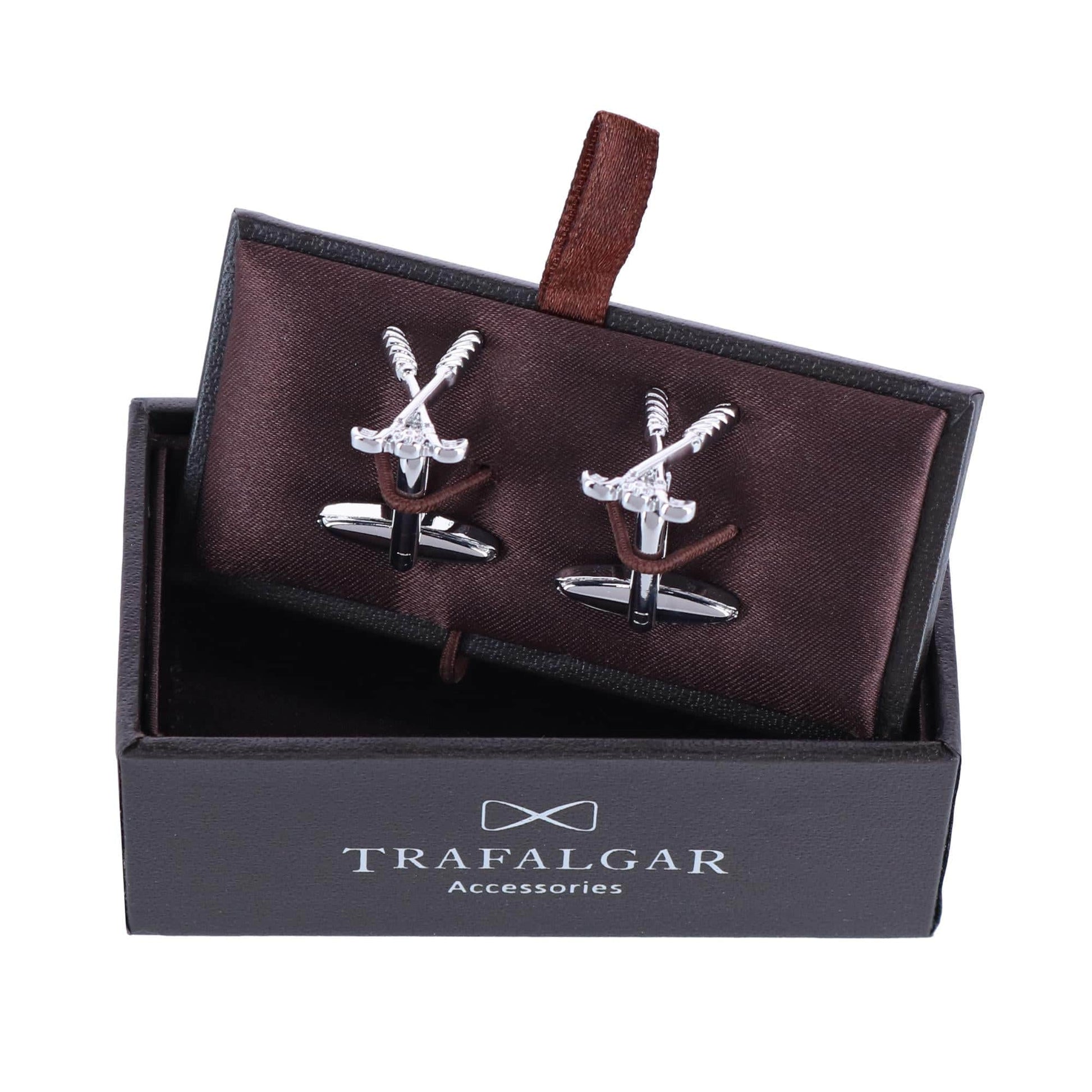 Hole In One Golf Clubs Novelty Cufflinks (1 Pair) - Silver