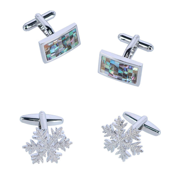 Cufflink Holiday Pack Snowflake and Mother of Pearl Set