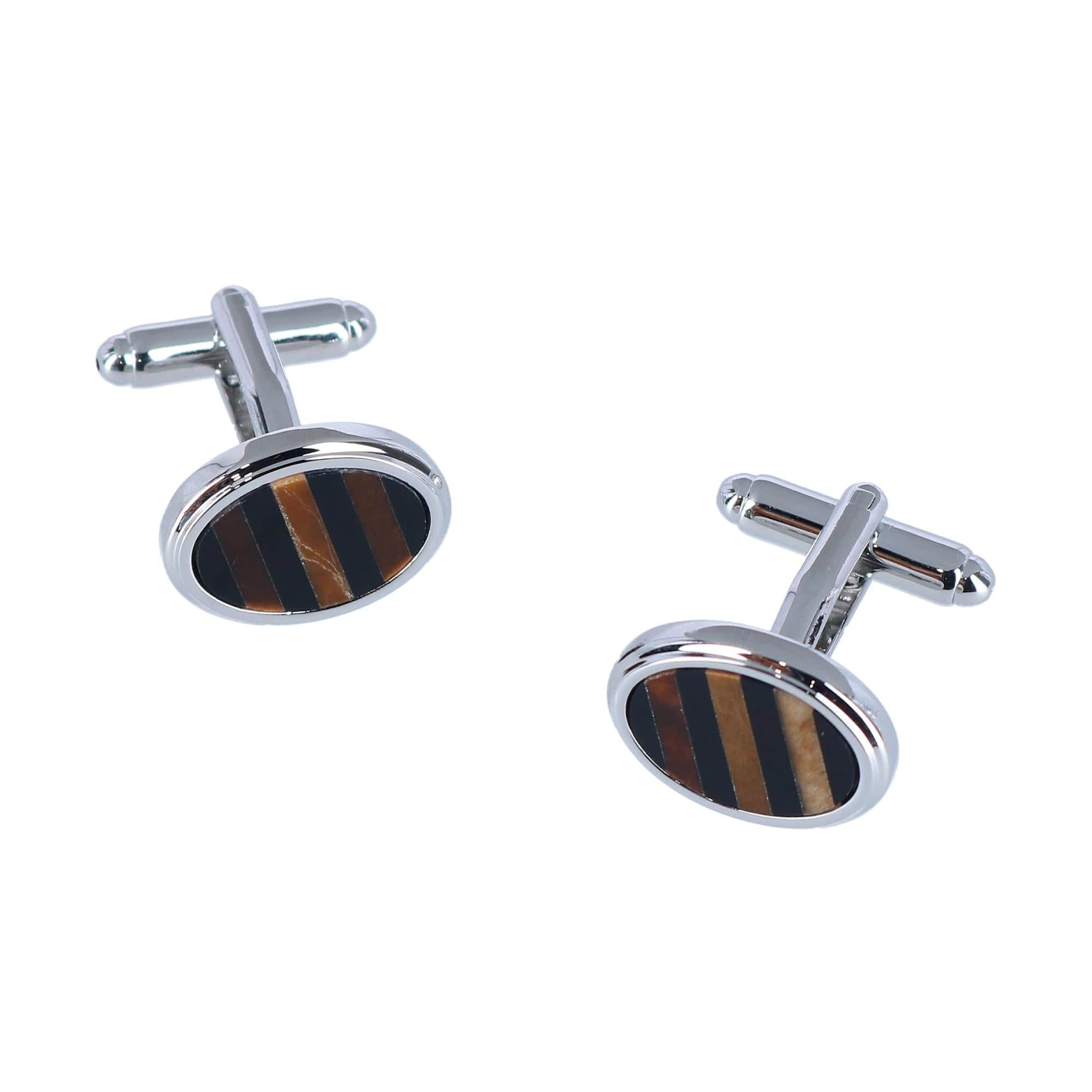 Raja the Tiger Eye Cufflinks (1 Pair) - Silver