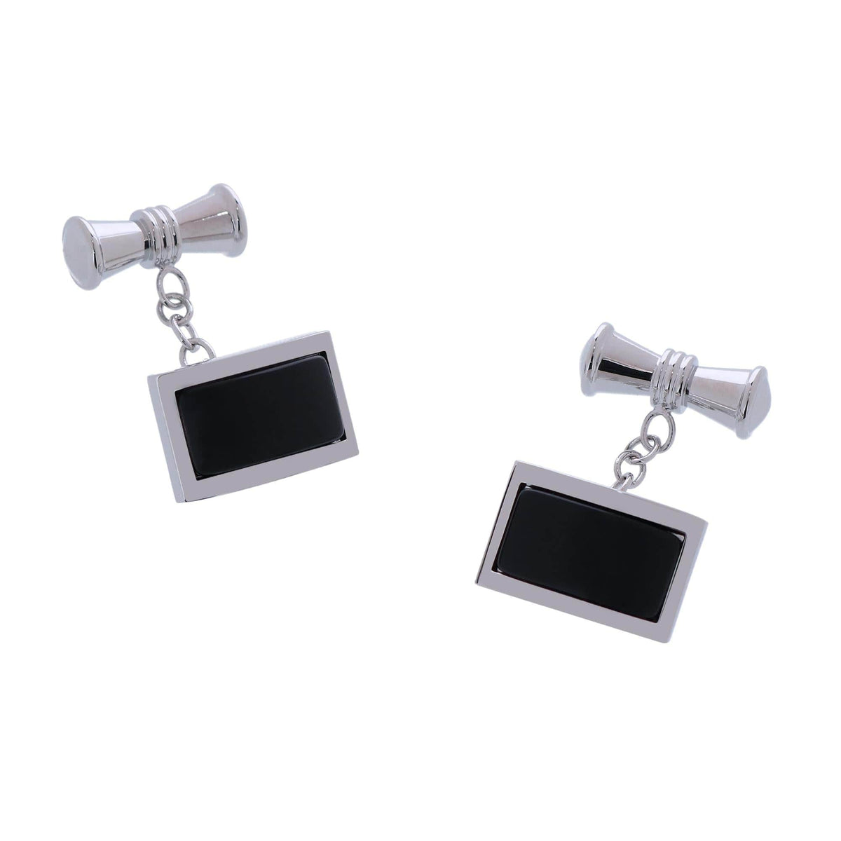 Esteban the Black Agate Cufflinks (1 Pair) - Silver
