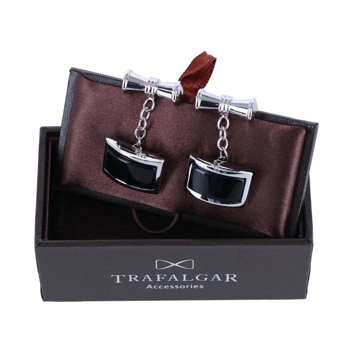 Esteban the Black Agate Cufflinks (1 Pair) - Silver