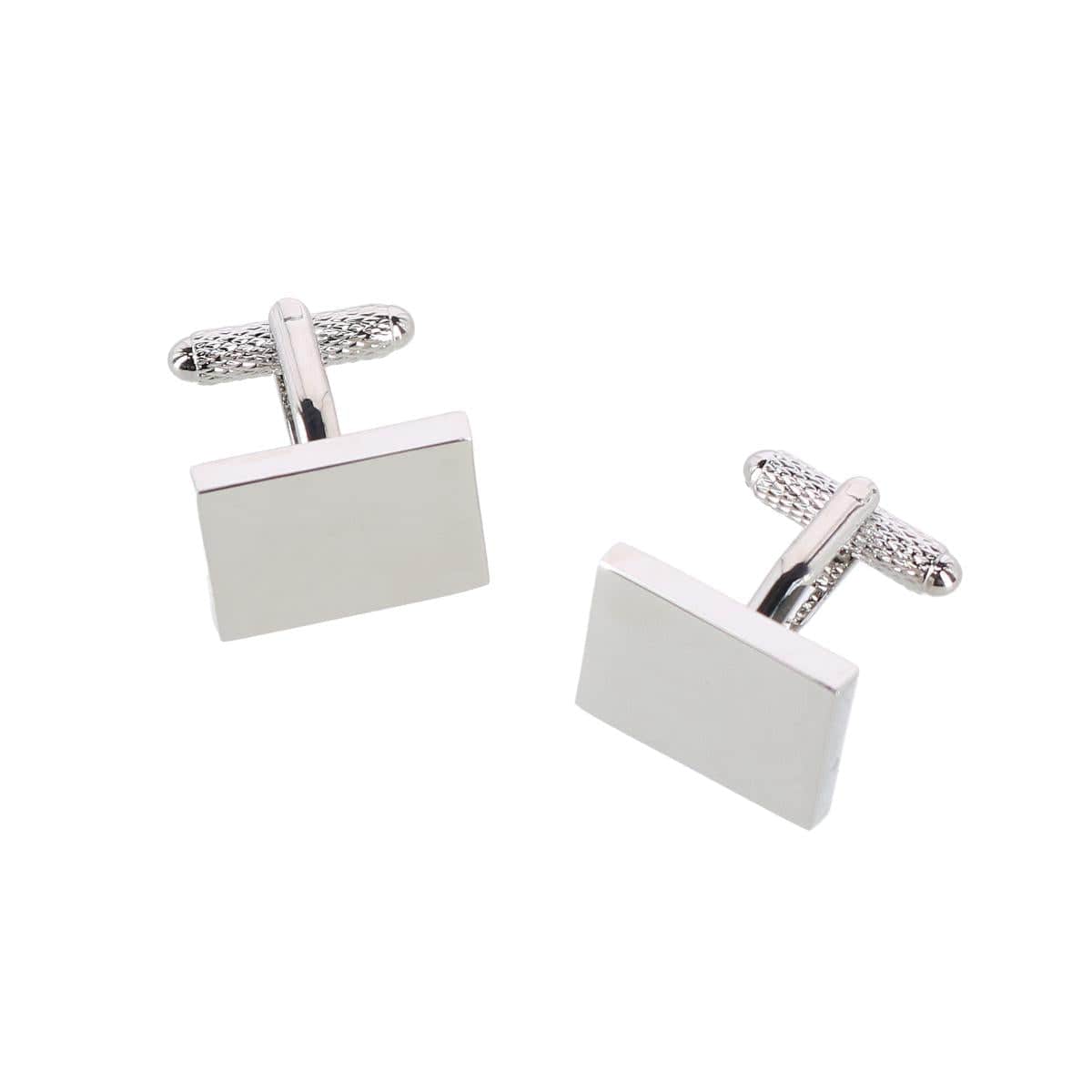 Rooney Rectangle Brass Engravable Cufflinks - Silver