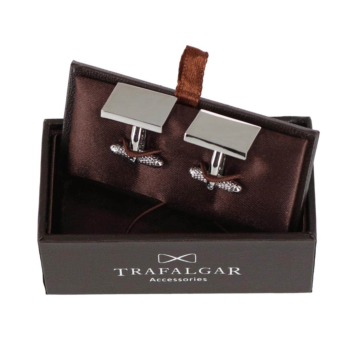 Rooney Rectangle Brass Engravable Cufflinks - Silver