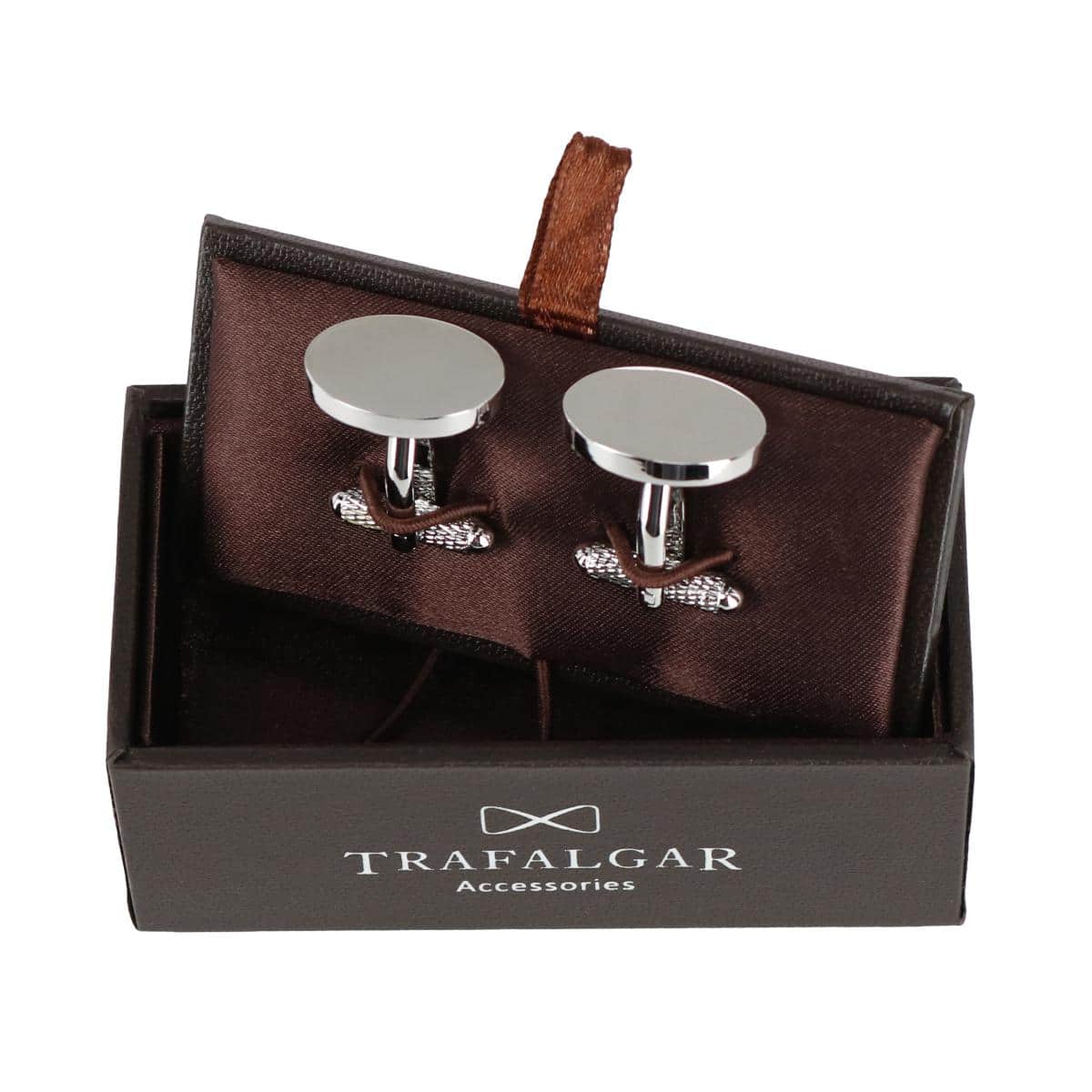 Asher Oval Brass Engravable Cufflinks - Silver