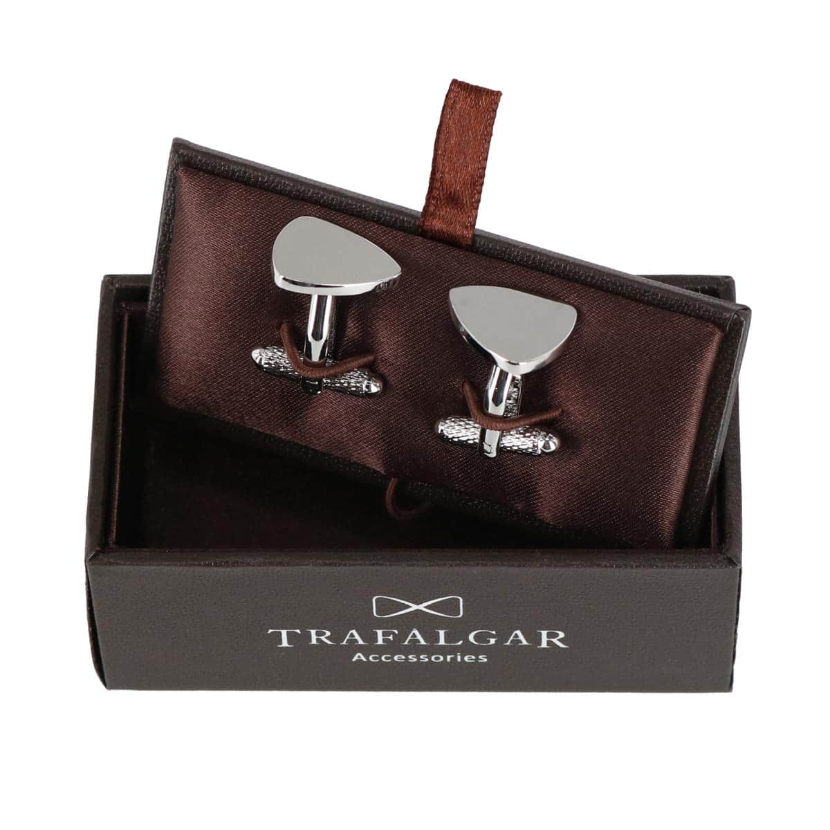 Stefano Shield Brass Engravable Cufflinks - Silver