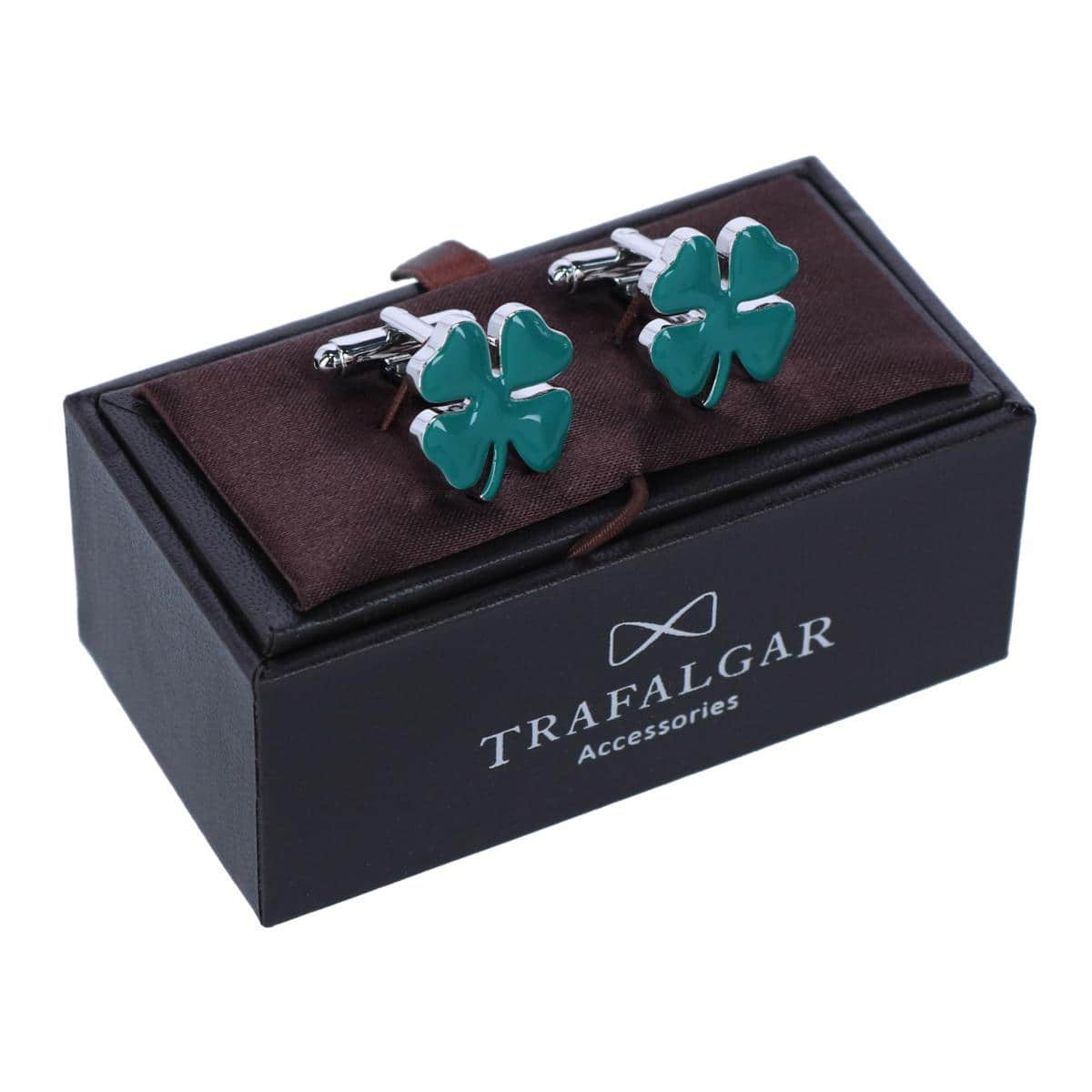 Shay Shamrock Novelty Cufflinks and Lapel Pin Set - Green
