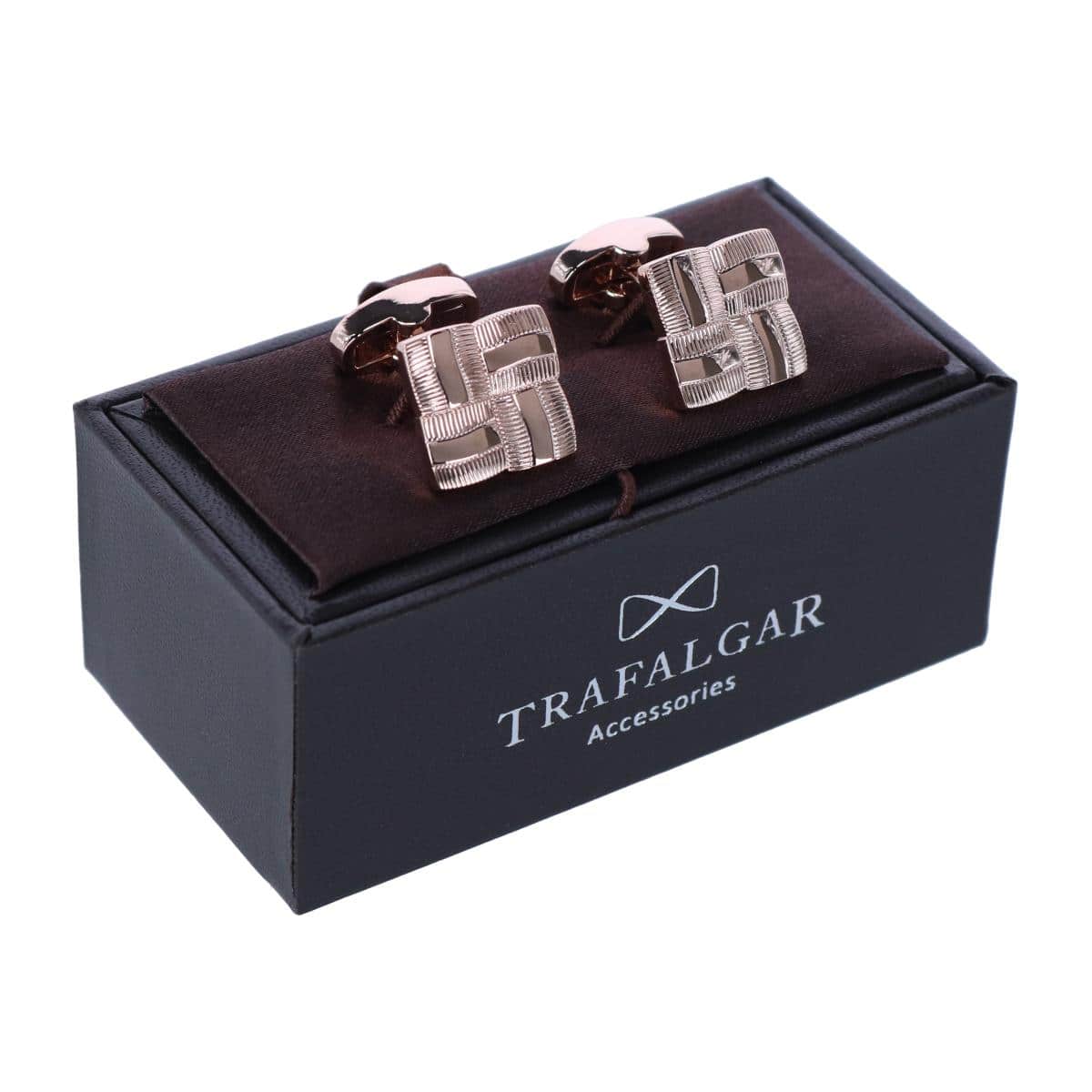 Clayton Square Detailed Rose Gold Cufflinks - Rose Gold