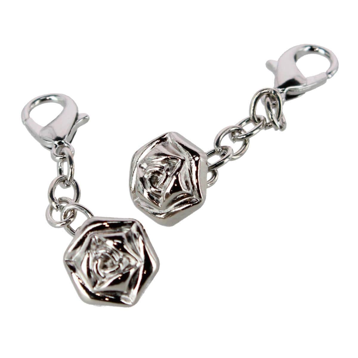 Lupin Rose Collar and Cuff Extenders (1 Pair) - Silver Rose with Silver XL Chain