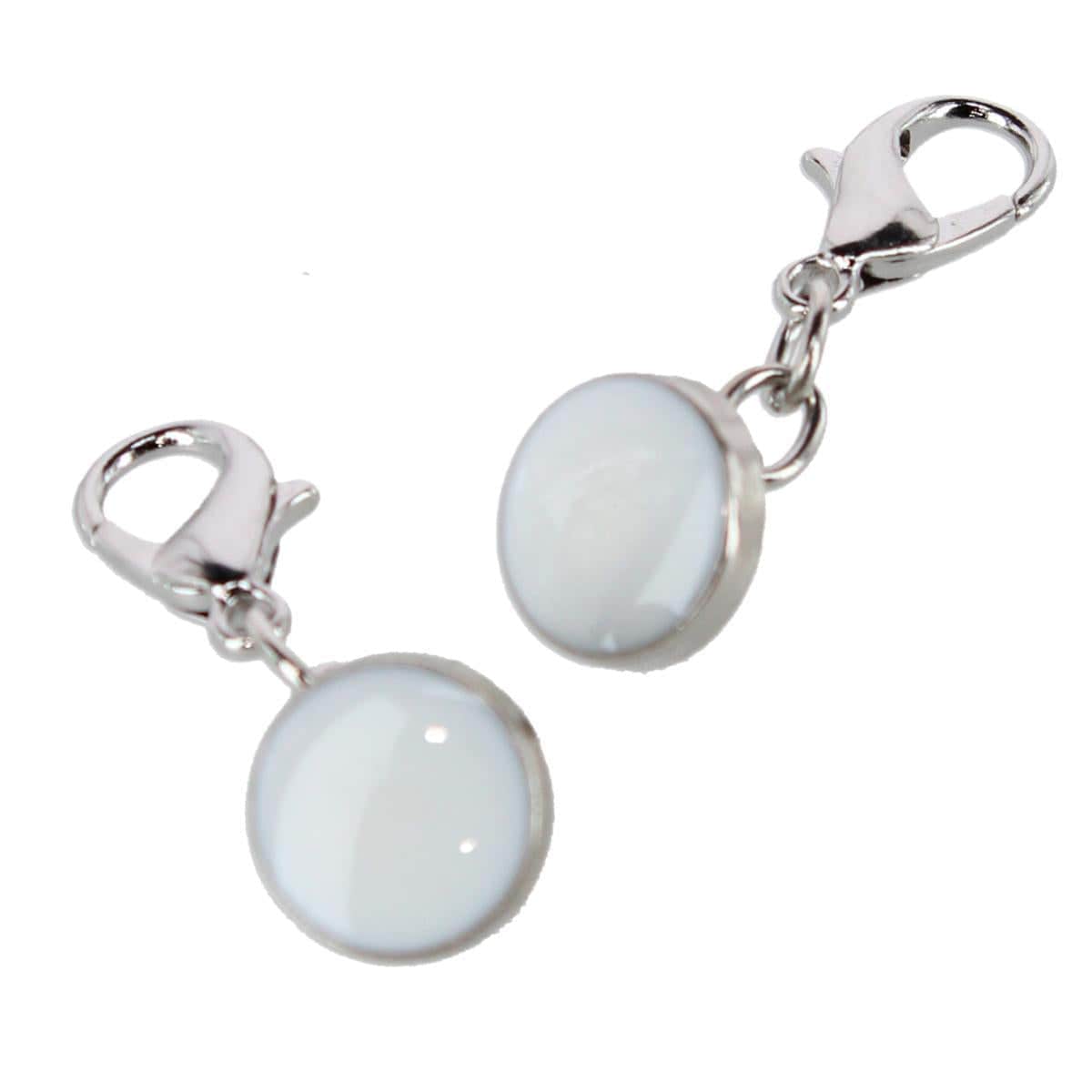 Sutton Collar and Cuff Extenders (1 Pair) - White Button with Silver Chain