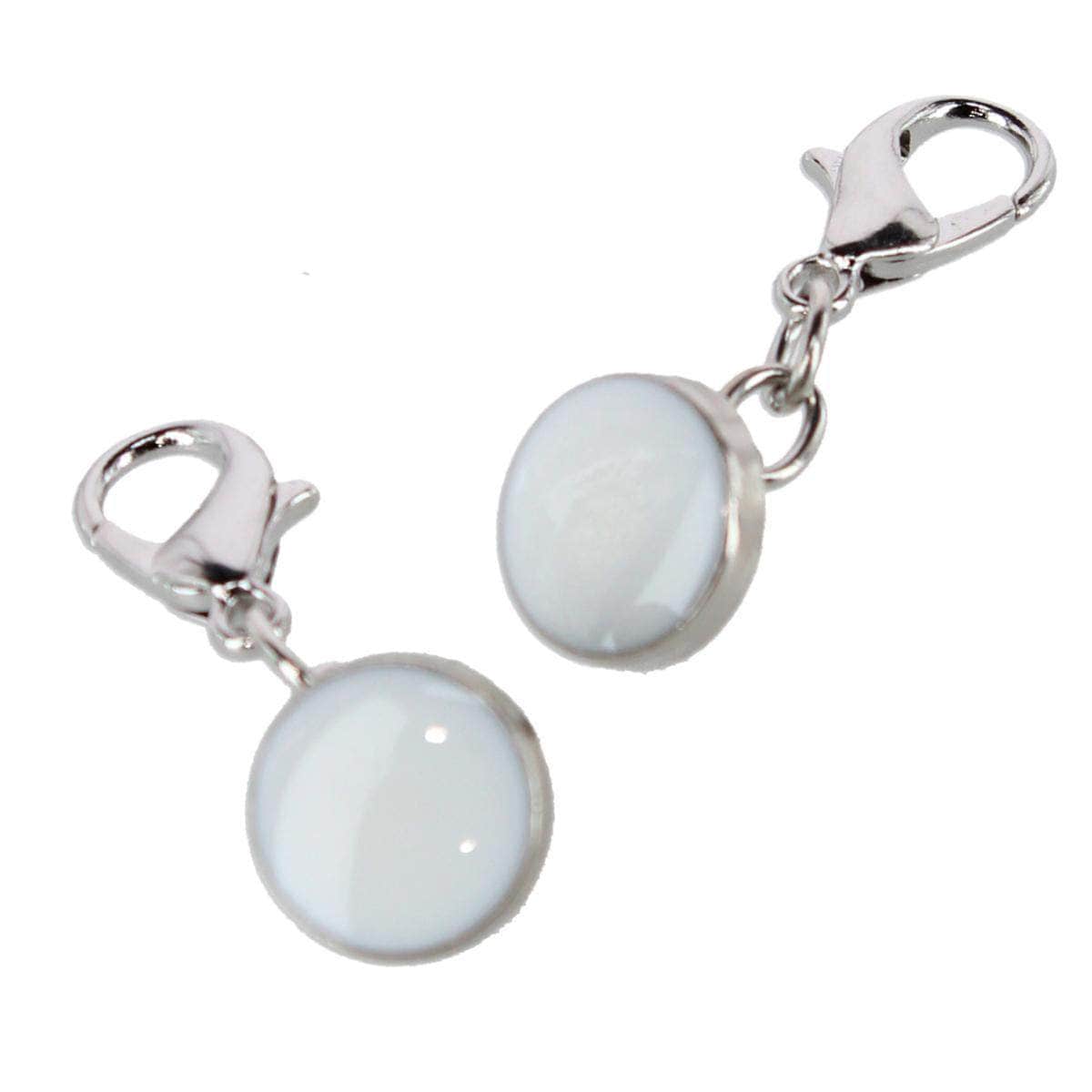 White Button with Silver Chain