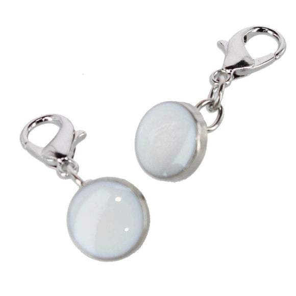 White Button with Silver Chain