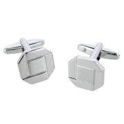 Octagon Detailed Silver Cufflinks