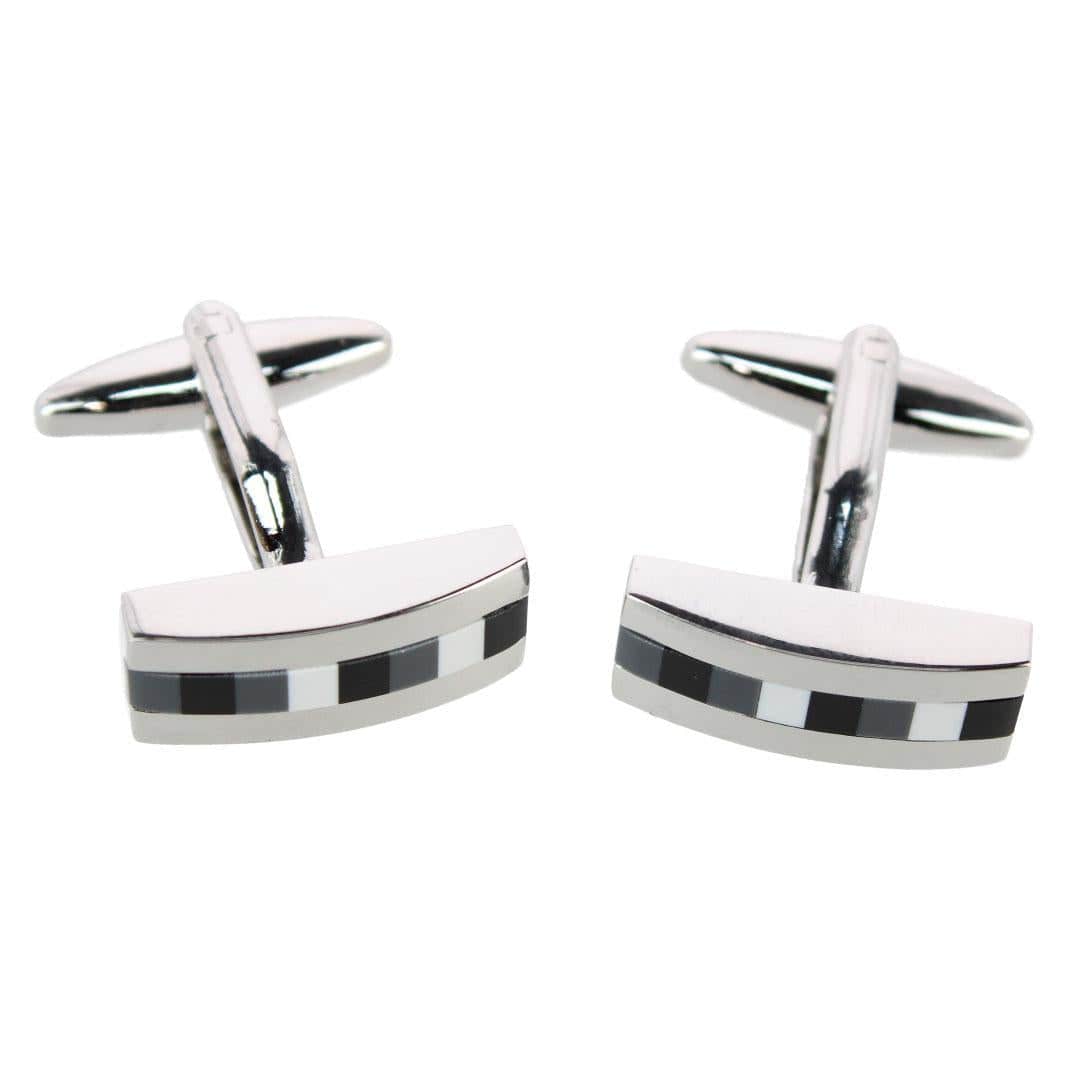 Harris Silver with Black & Grey Gradient Stone Cufflinks - Silver with Grey and Black Stone